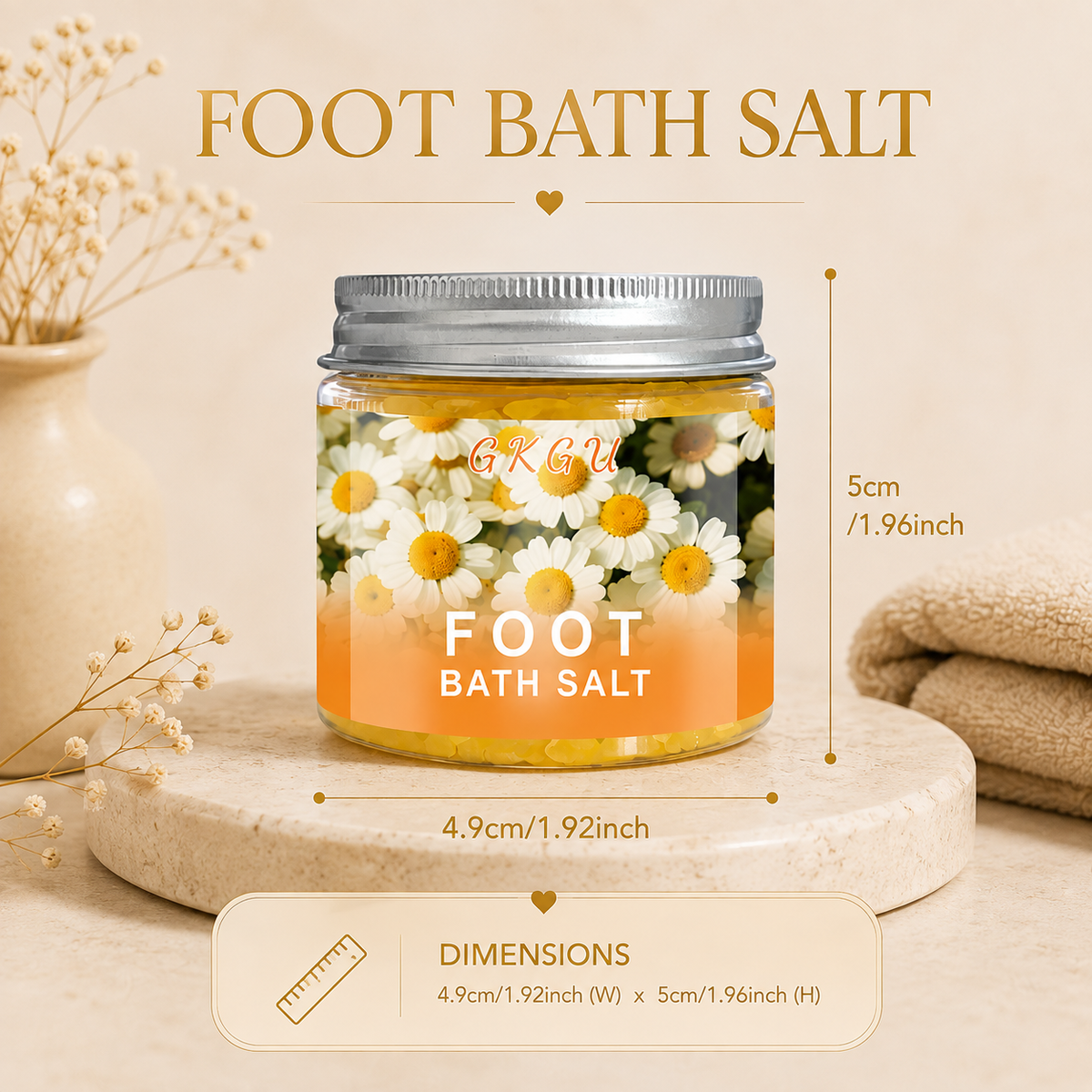 Foot bath salt dimensions