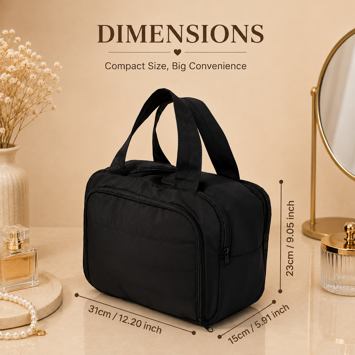 Glowth Travel Makeup Bag dimensions