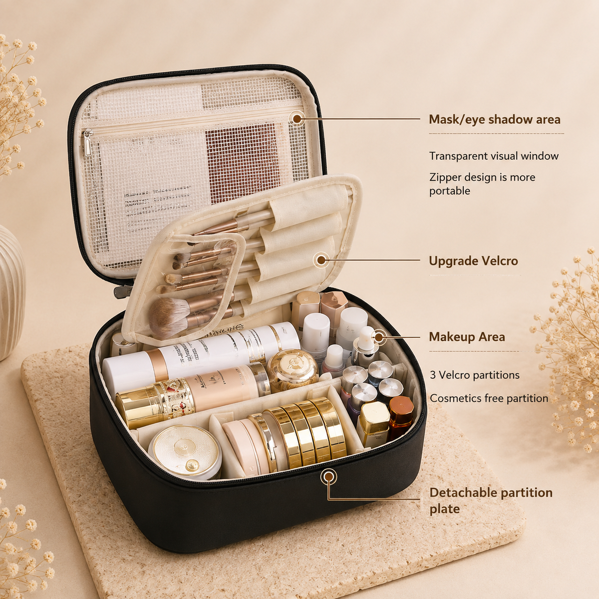 Glowth Makeup Bag interior organisation