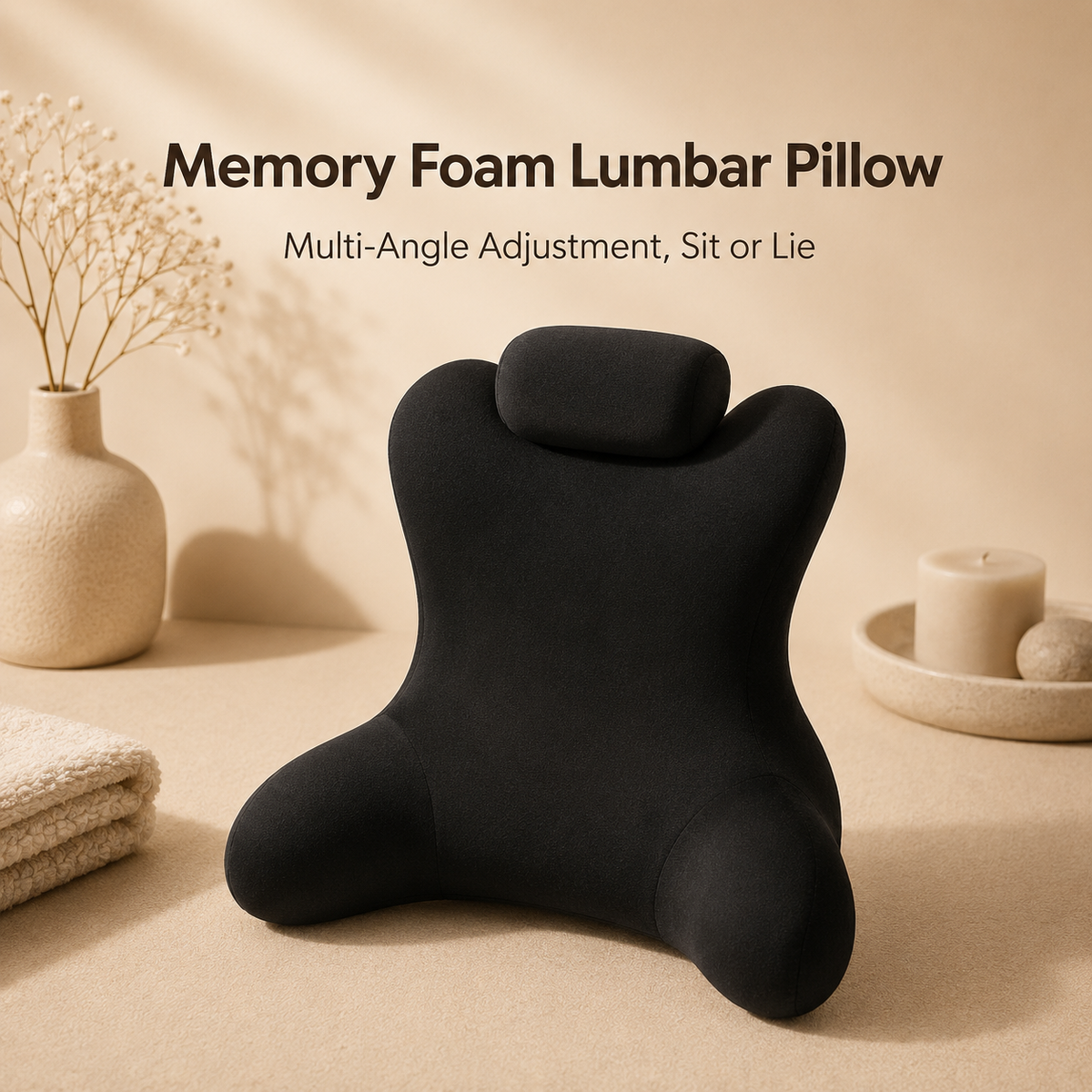 Glowth Memory Foam Lumbar Pillow multi-angle adjustment