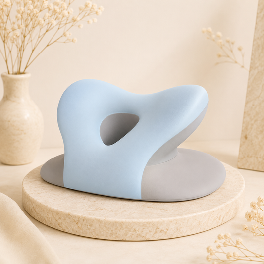 Glowth ergonomic nap pillow, blue grey, product photo