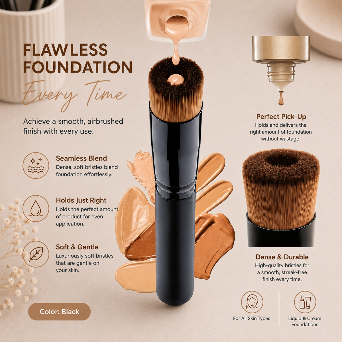 Flawless foundation brush, perfect pick-up
