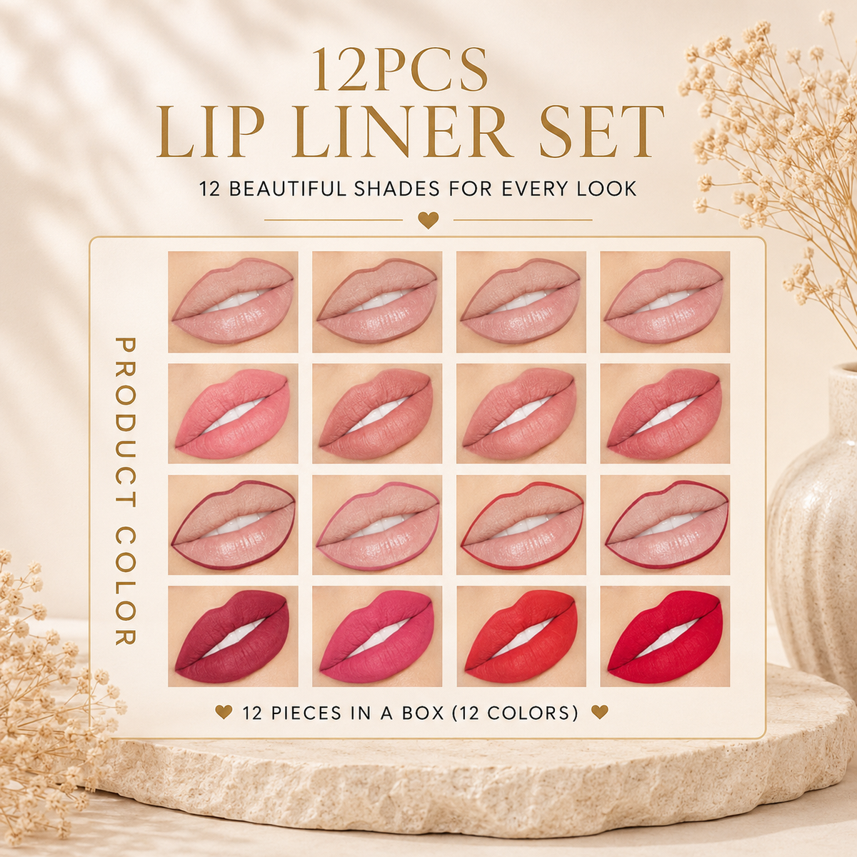 12 beautiful shades for every look, product color swatches