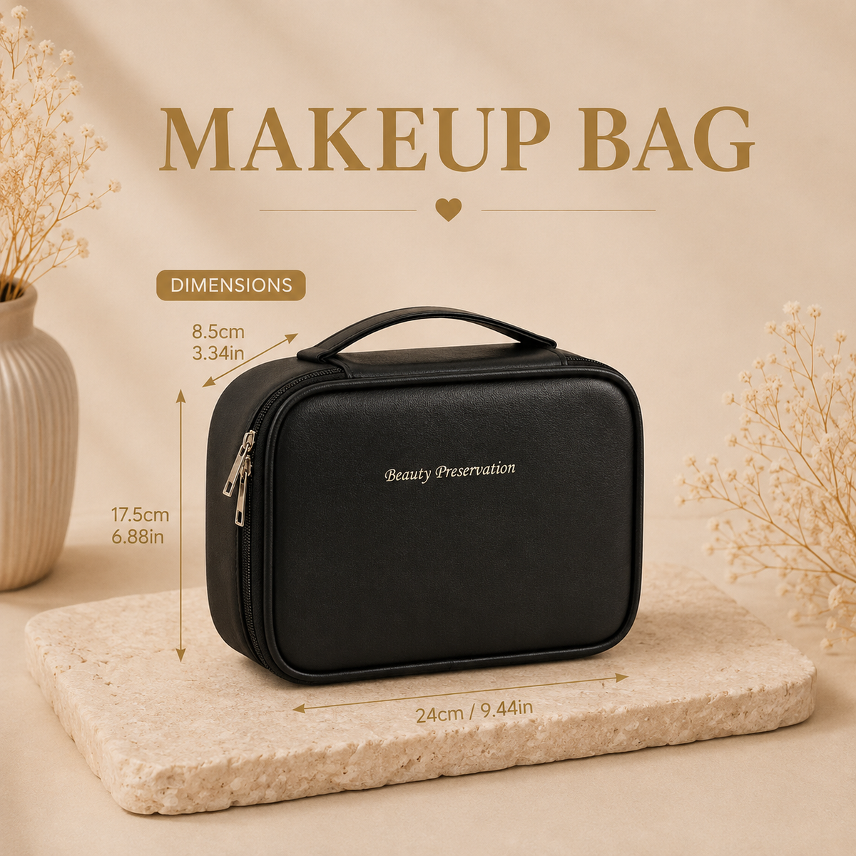 Glowth Makeup Bag dimensions