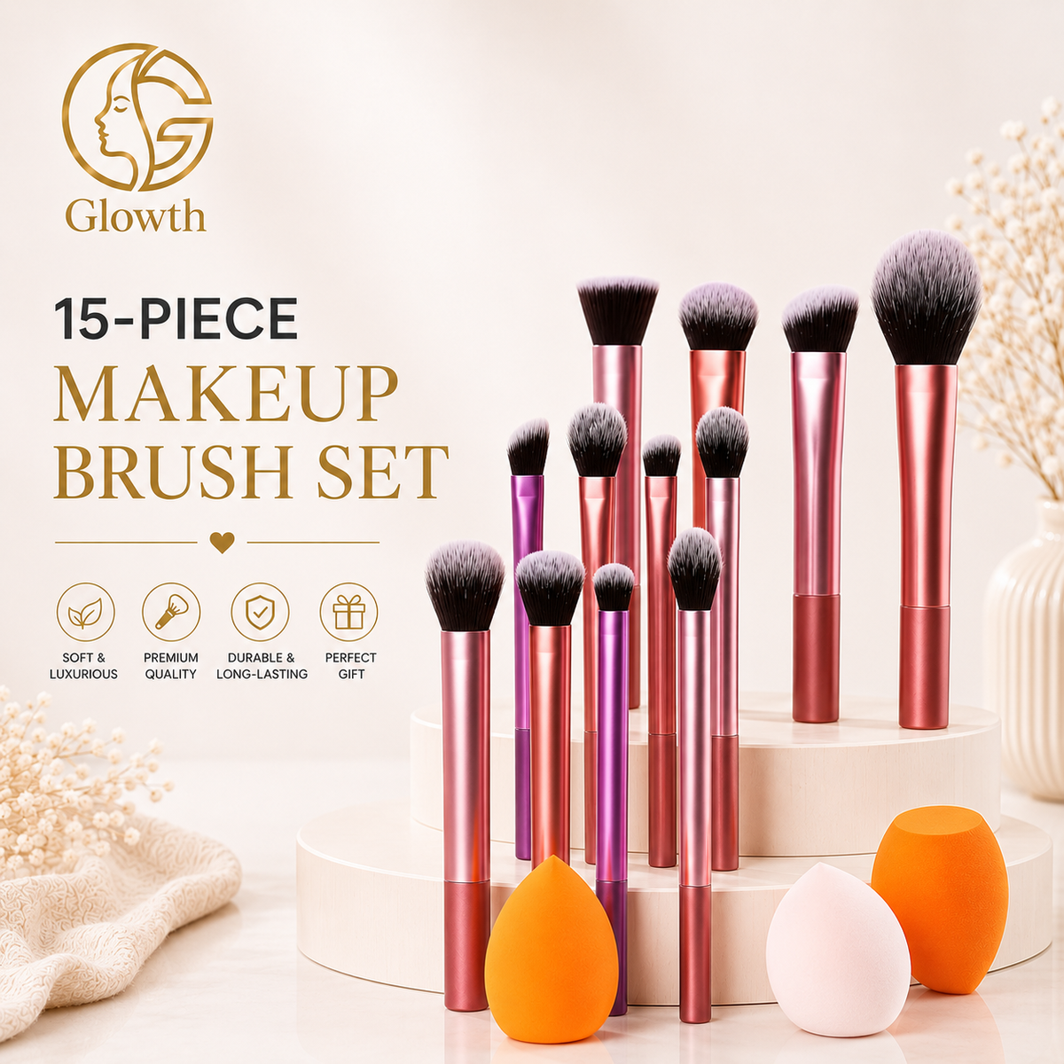 15-Piece Makeup Brush Set logo