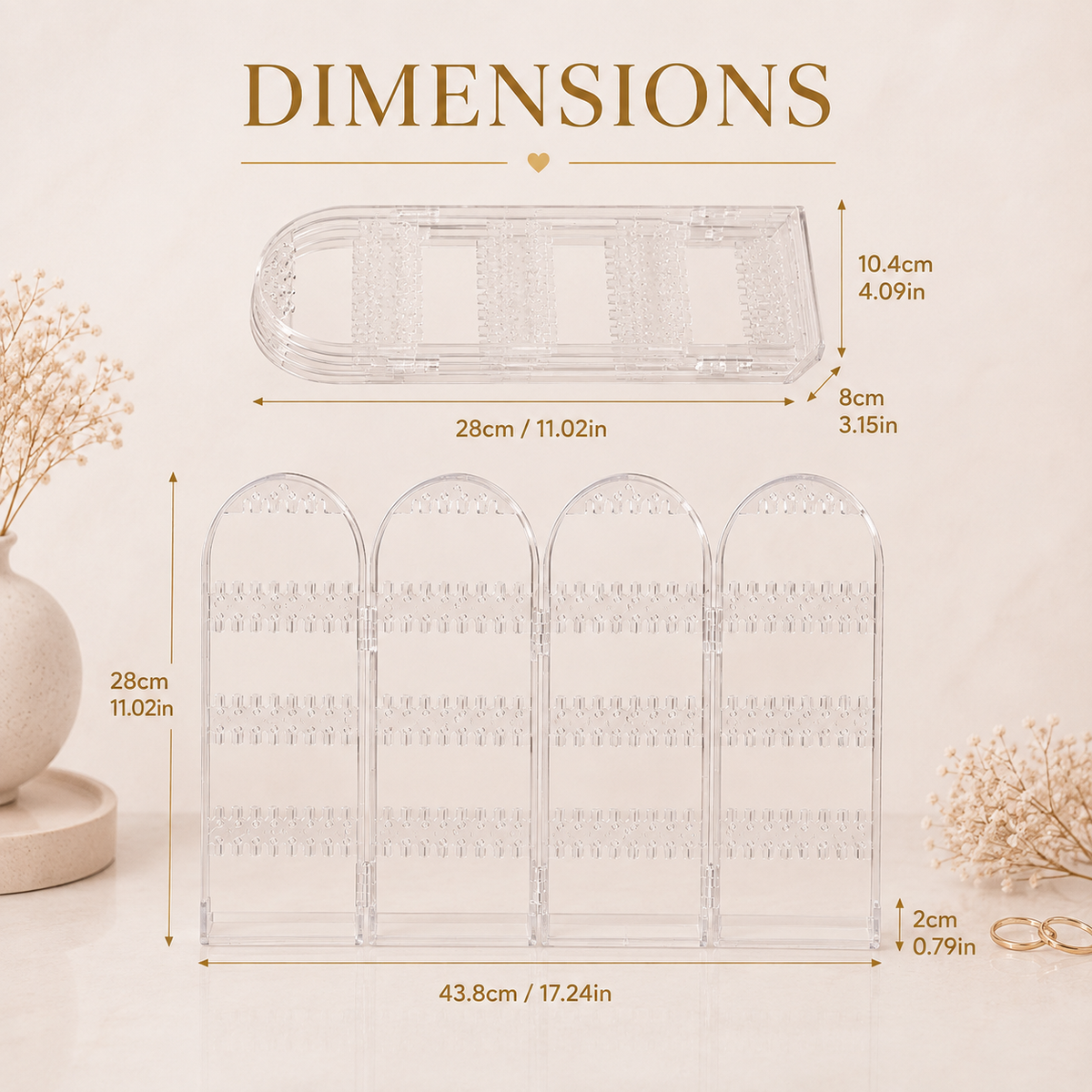 Foldable earring display stand dimensions