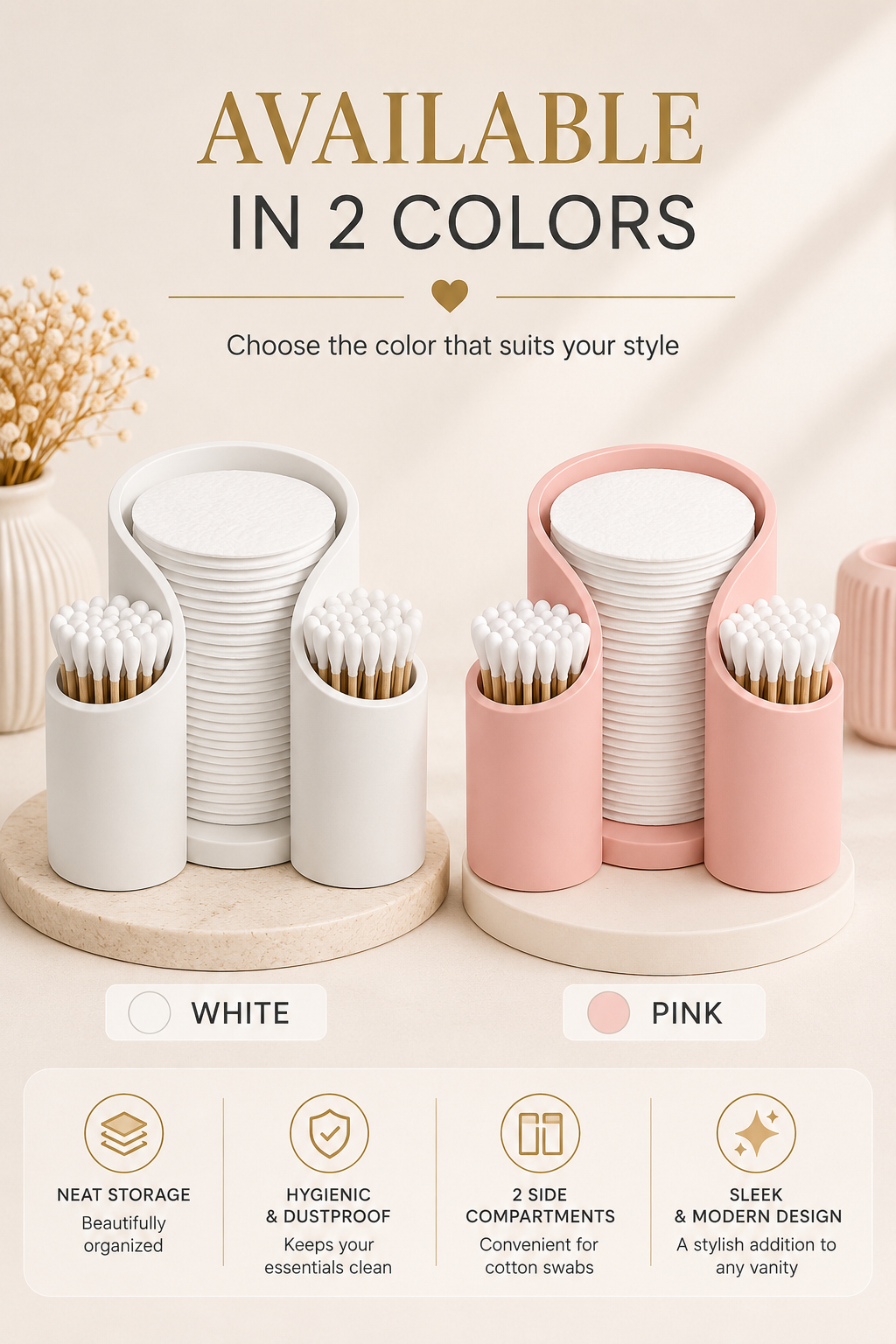 Glowth Cotton Pad & Swab Storage Organizer
