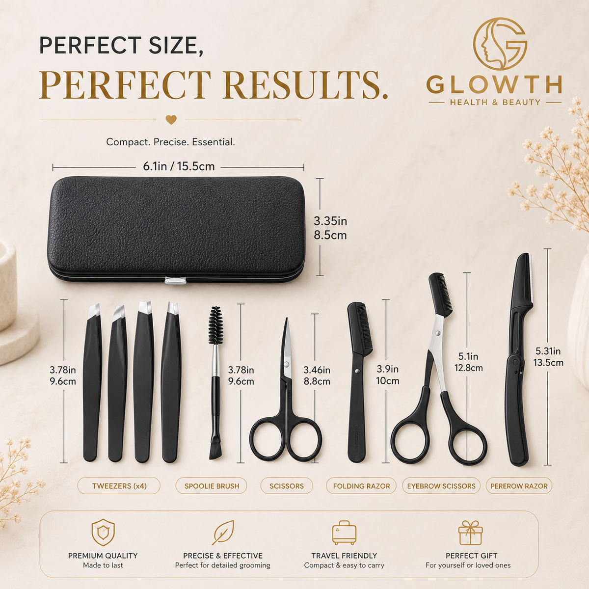 8-Piece Brow Grooming Kit available in 3 colours