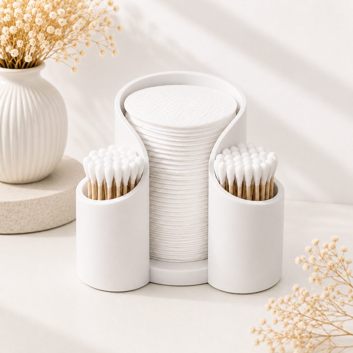 Cotton Pad & Swab Storage Organizer available in 2 colours
