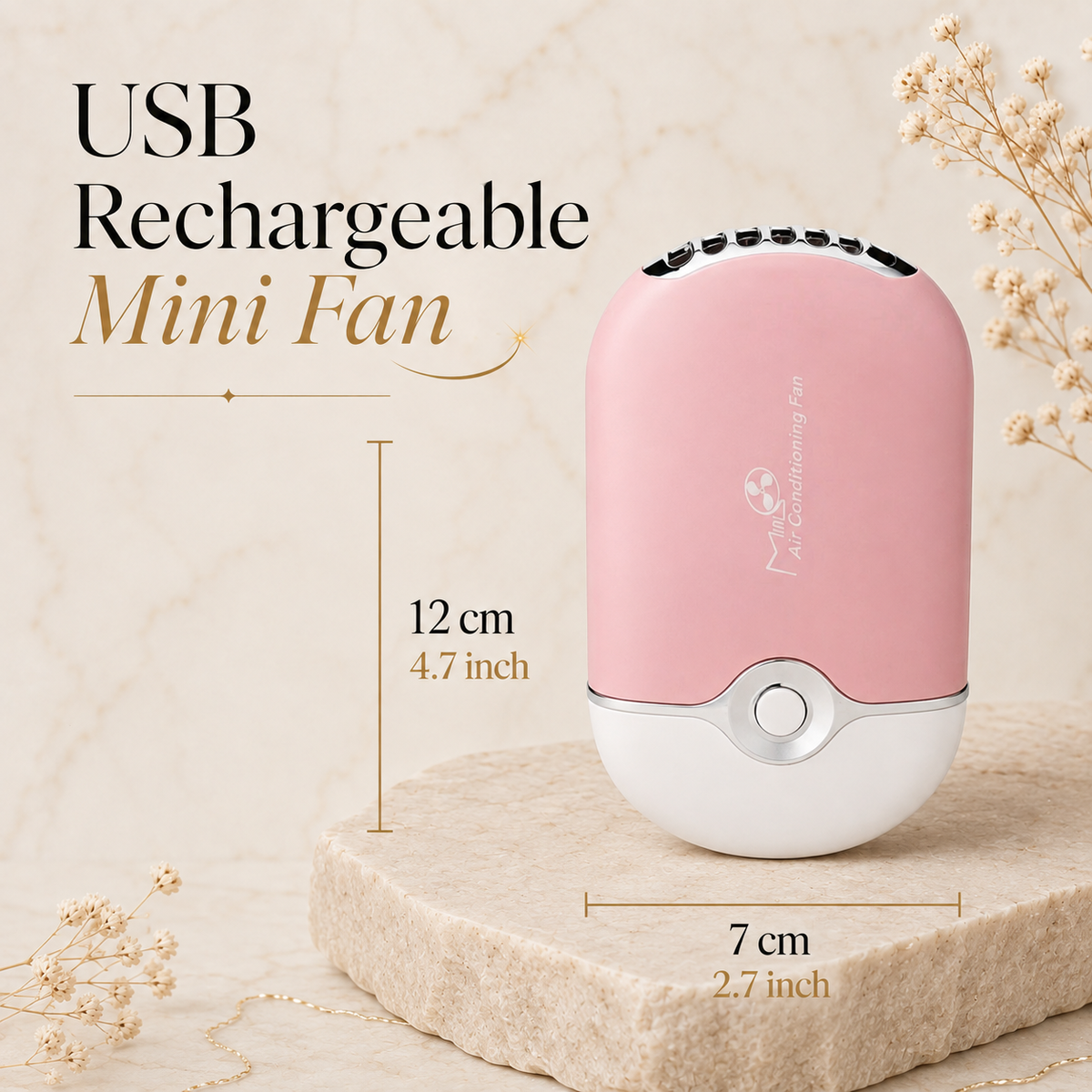 Glowth USB Mini Fan, pink