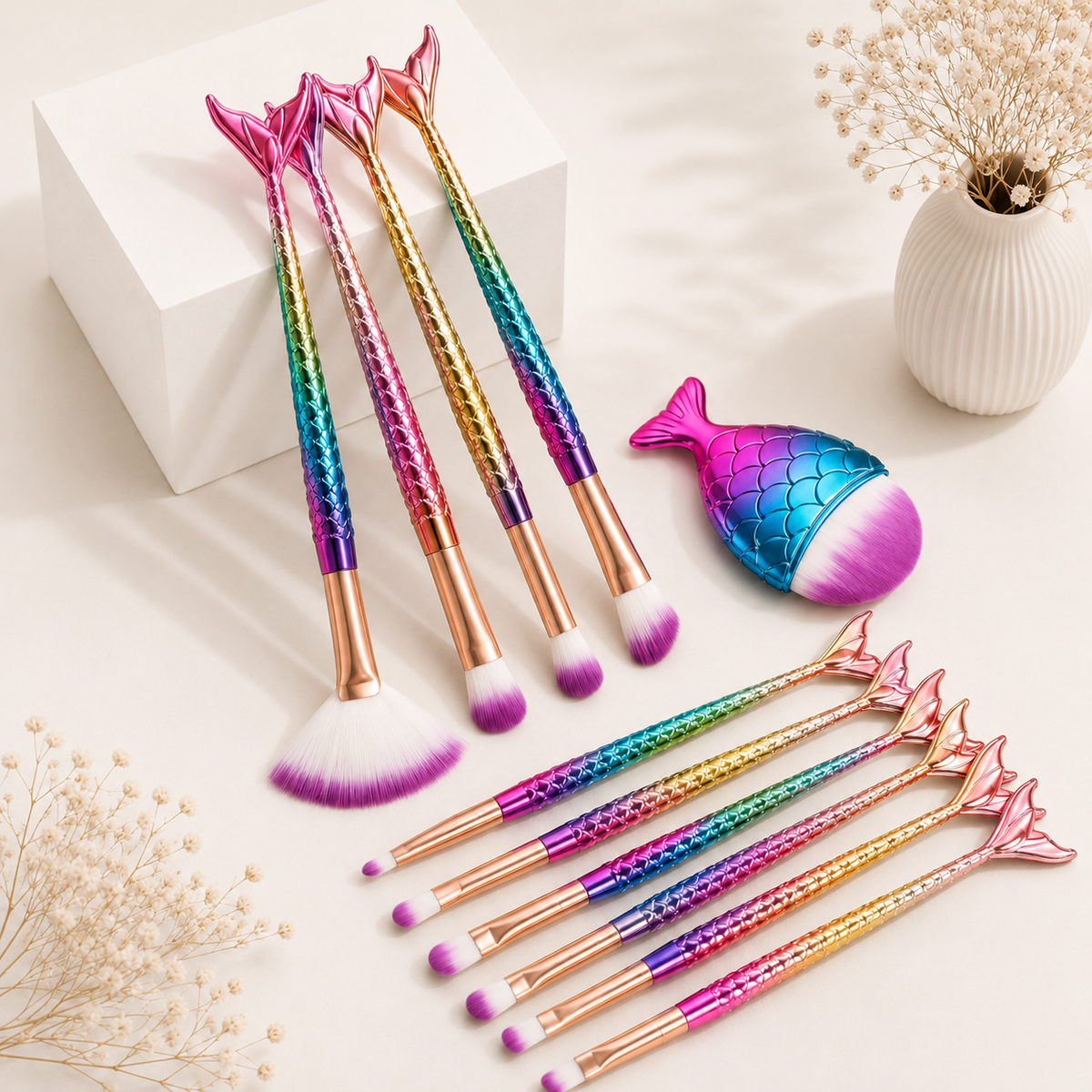 Mermaid makeup brush set dimensions