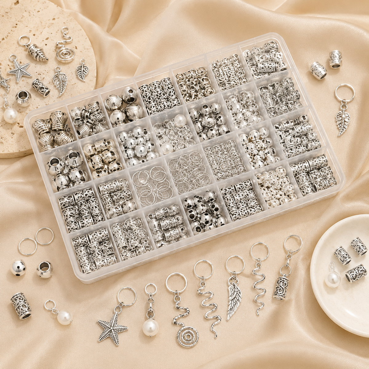 Glowth 220pcs Silver Hair Accessories, plain product photo