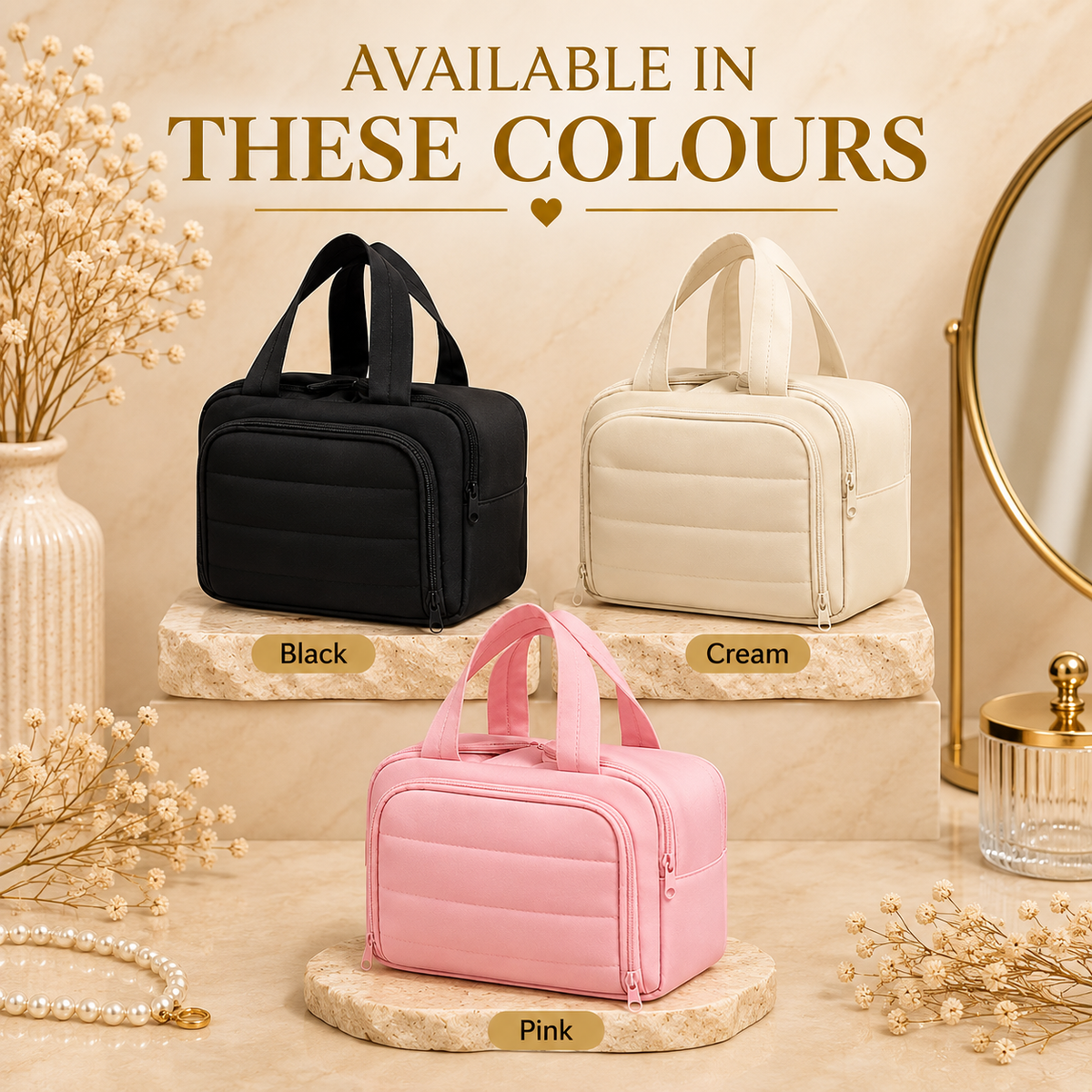 Glowth Travel Makeup Bag available colours