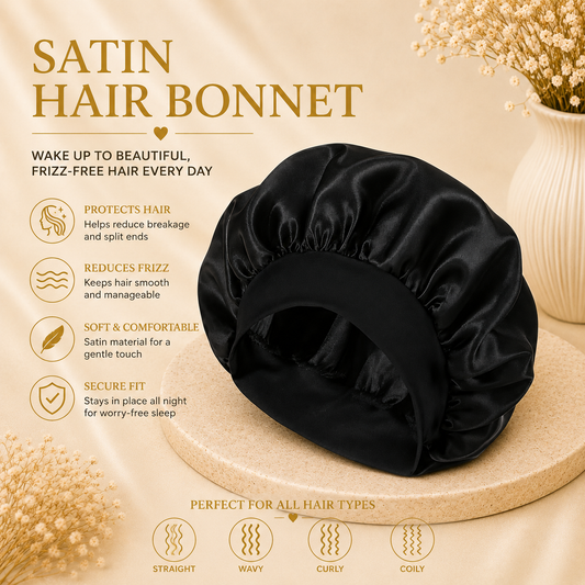 Glowth Satin Hair Bonnet, plain product photo