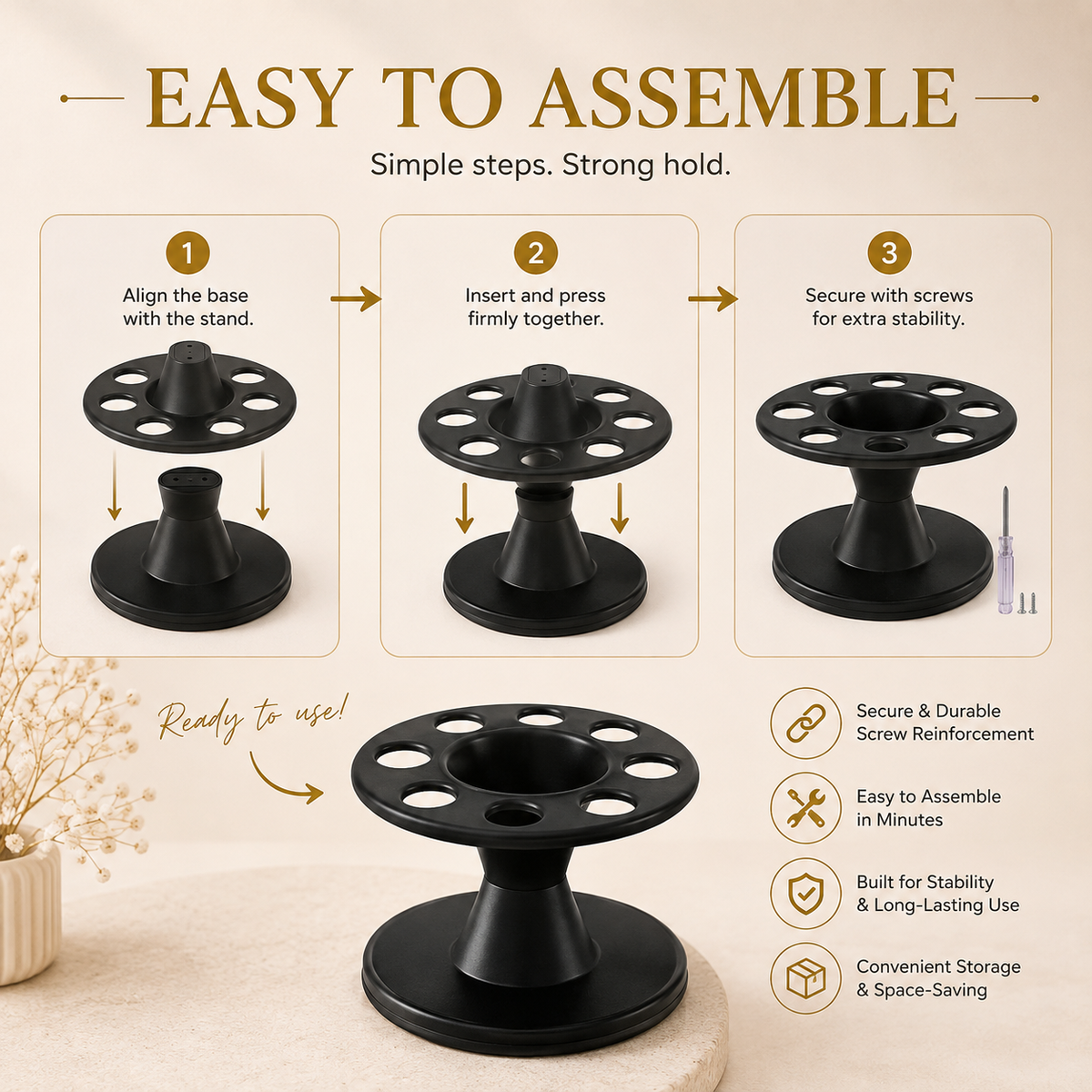 Hair Brush Holder Stand for most types of combs