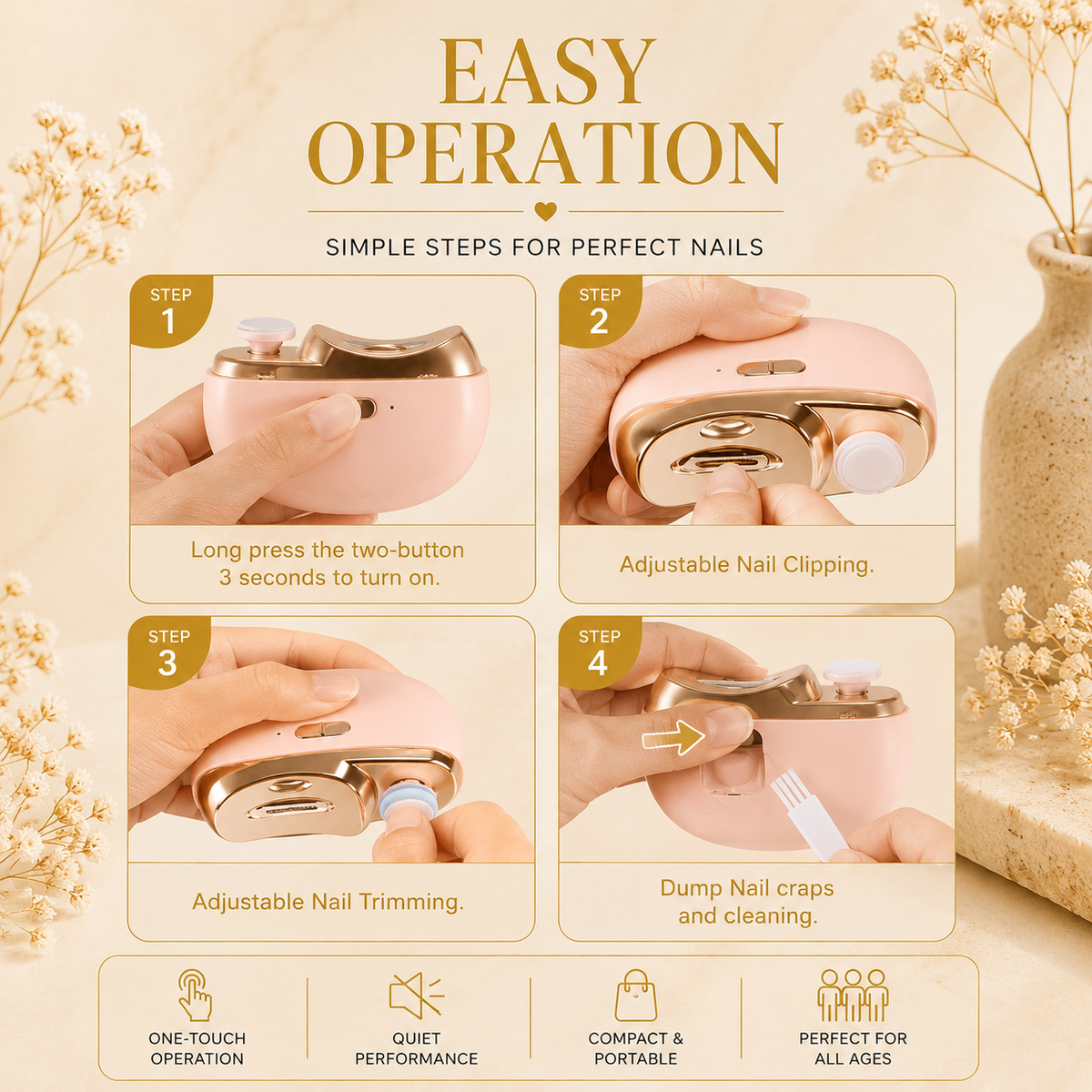 Easy operation steps for nail clipper