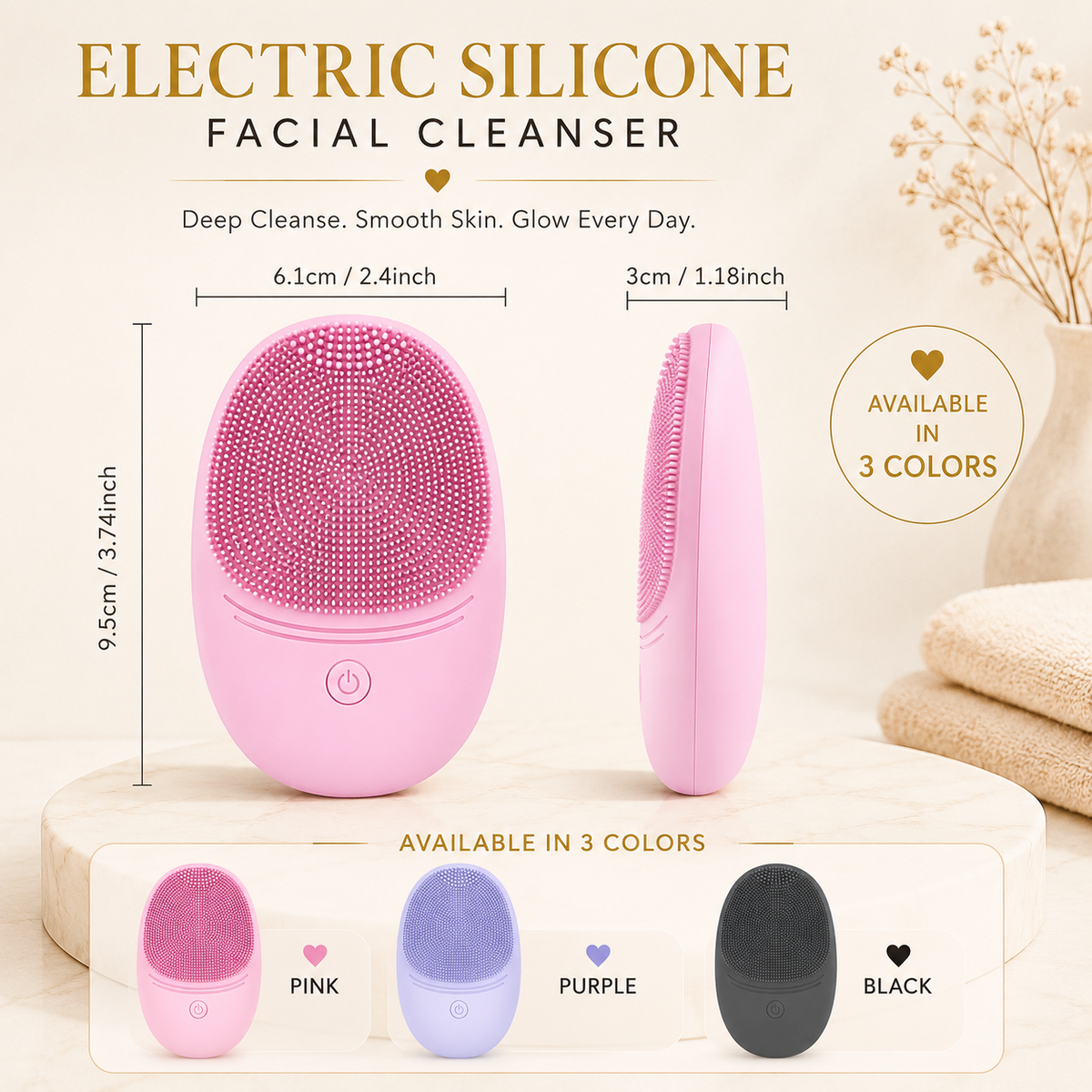 Glowth Electric Silicone Facial Cleansing Brush