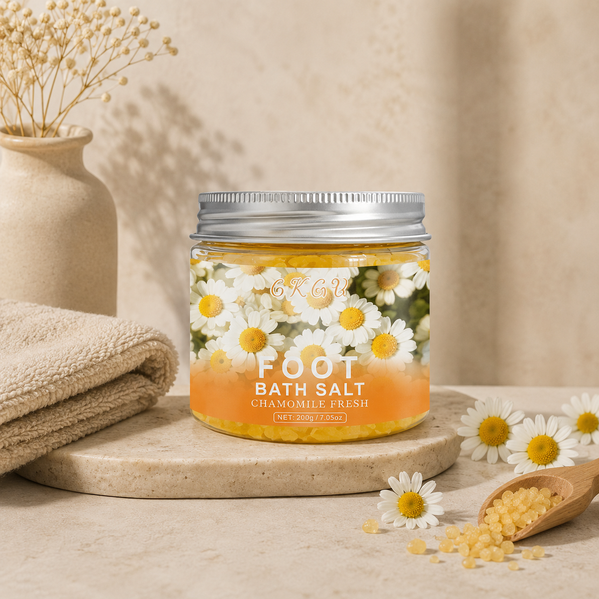Glowth foot bath salt, chamomile fresh, product photo