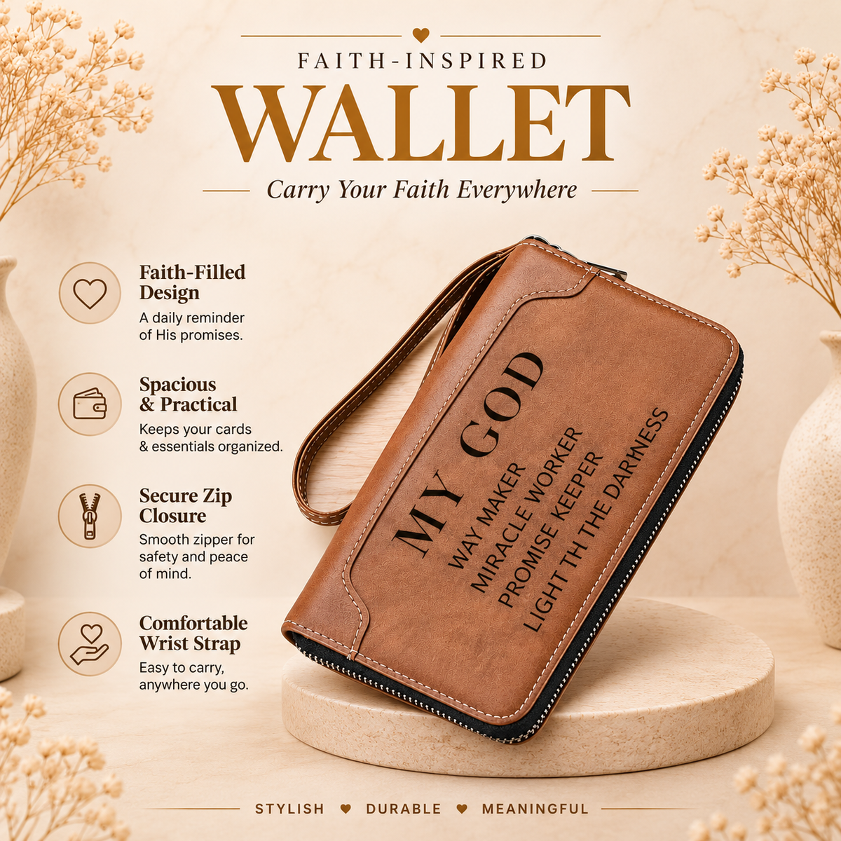 Glowth My God Faith Wallet features
