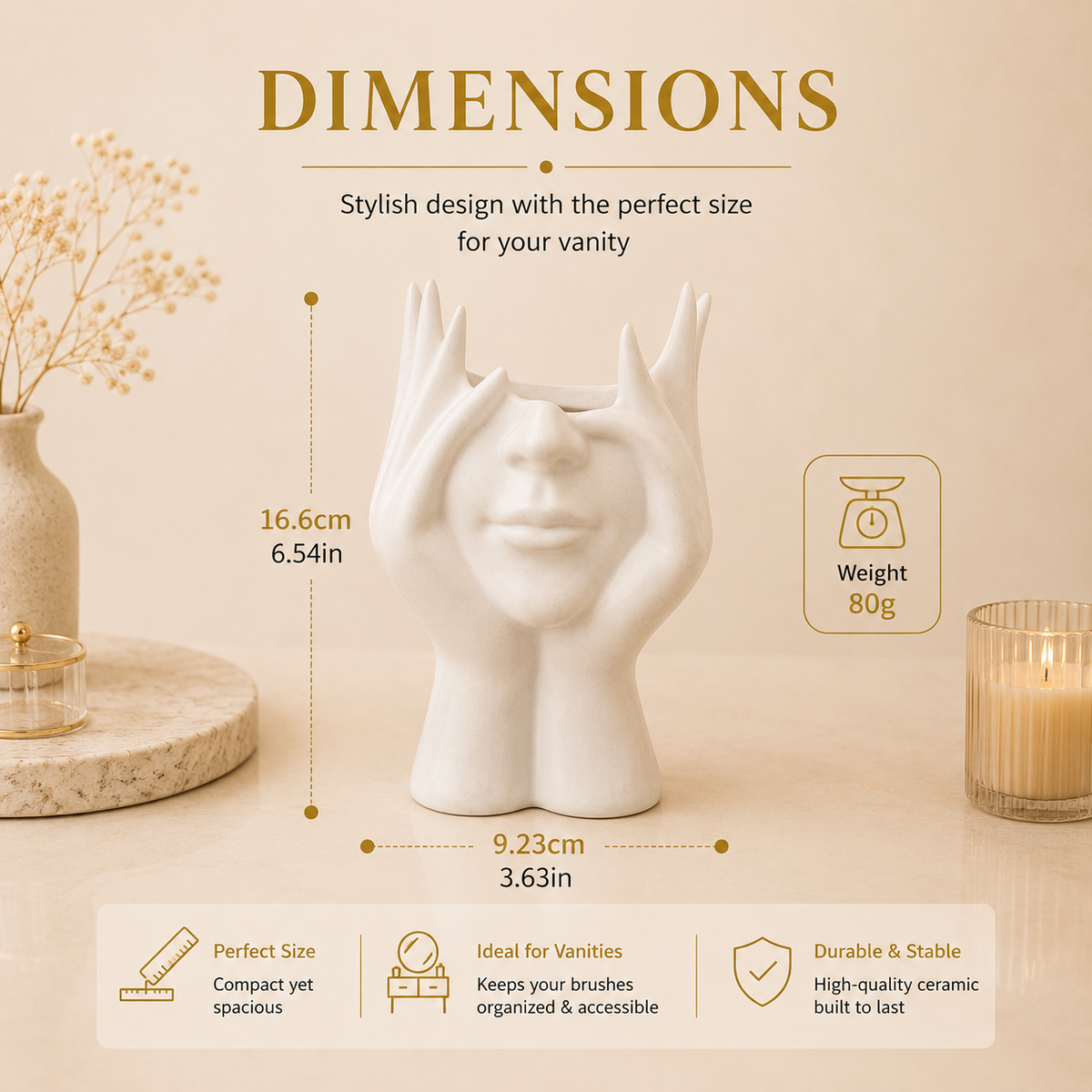 Glowth Makeup Brush Holder dimensions