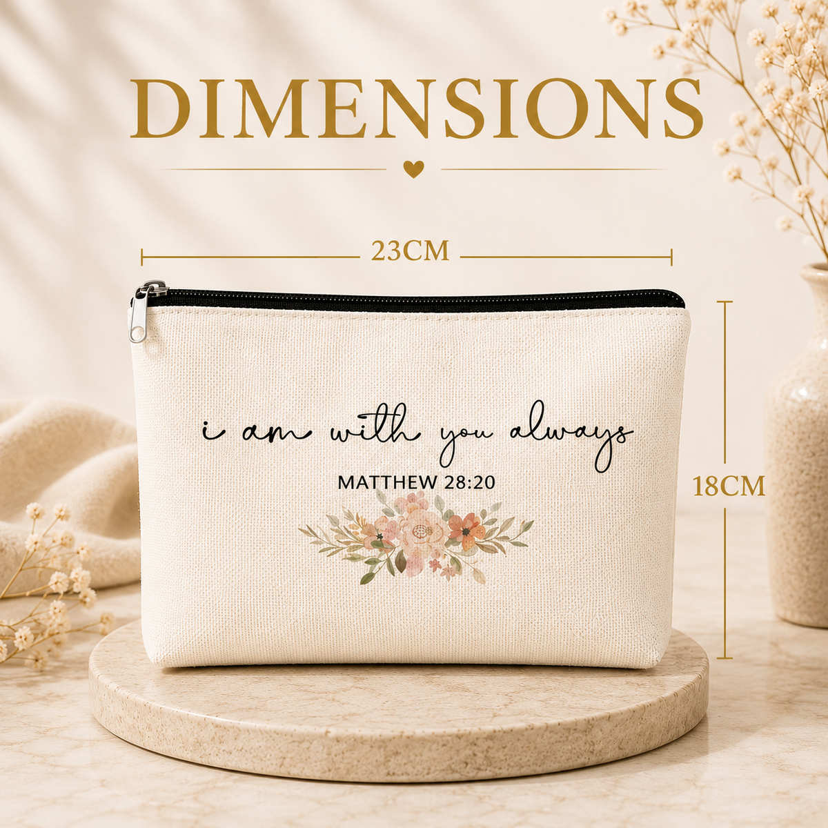 Glowth I Am With You Always Makeup Bag dimensions