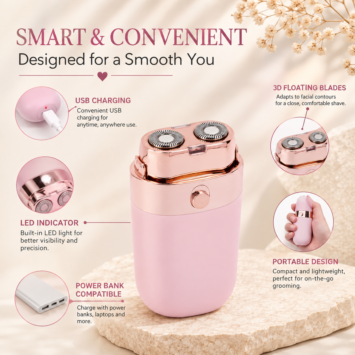 Smart and convenient, 3D floating blades