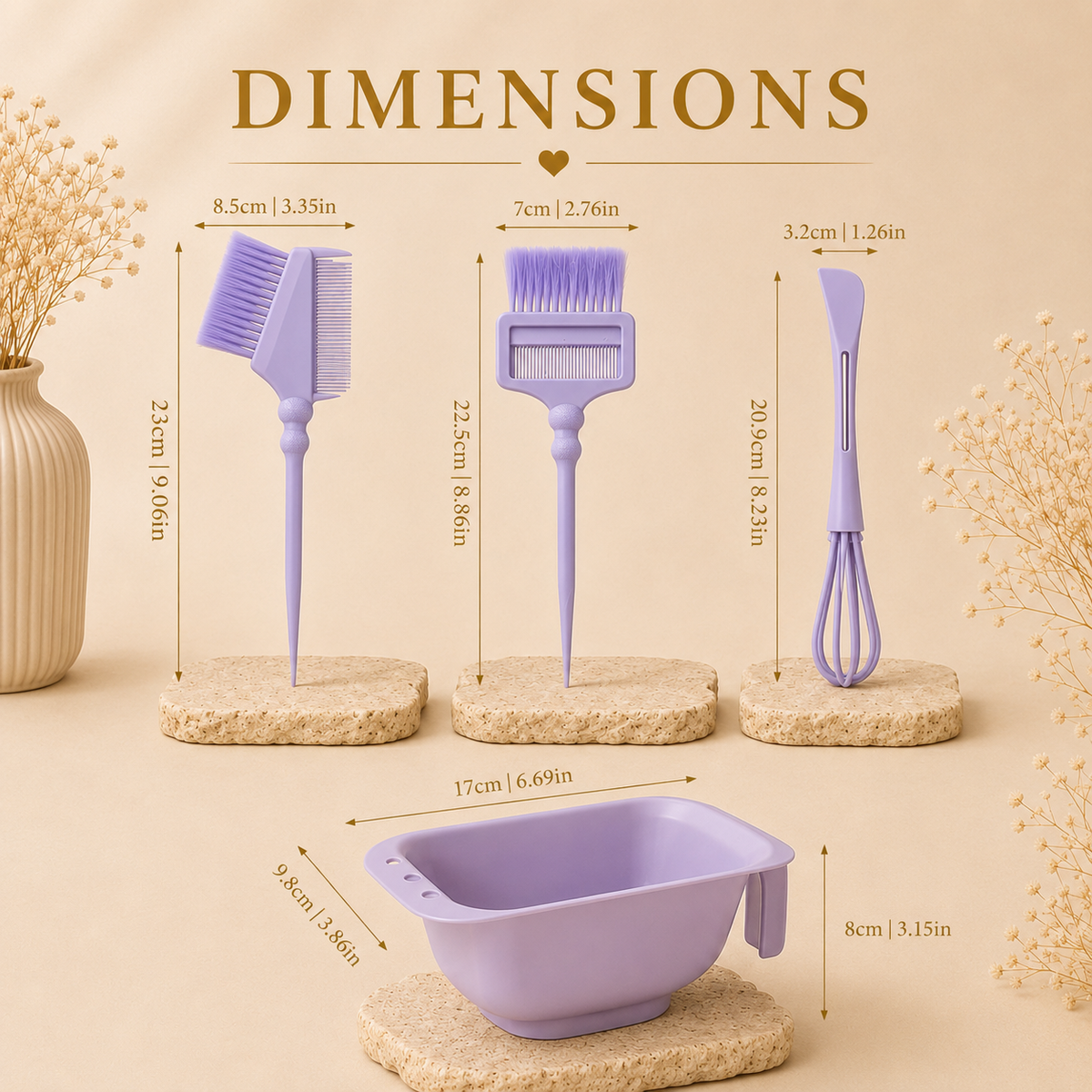 Glowth Hair Colouring Brush Set dimensions
