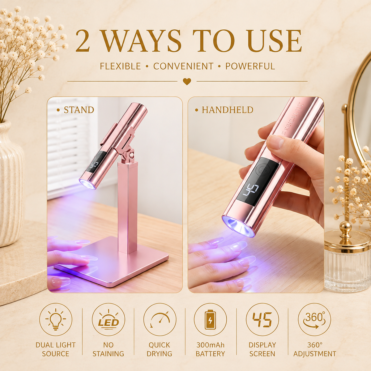 Glowth Nail Art Lamp with Stand 2 ways to use