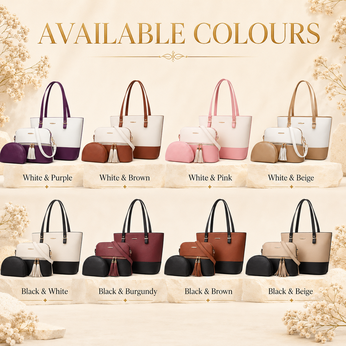 3-Piece Tote Bag Set available colours