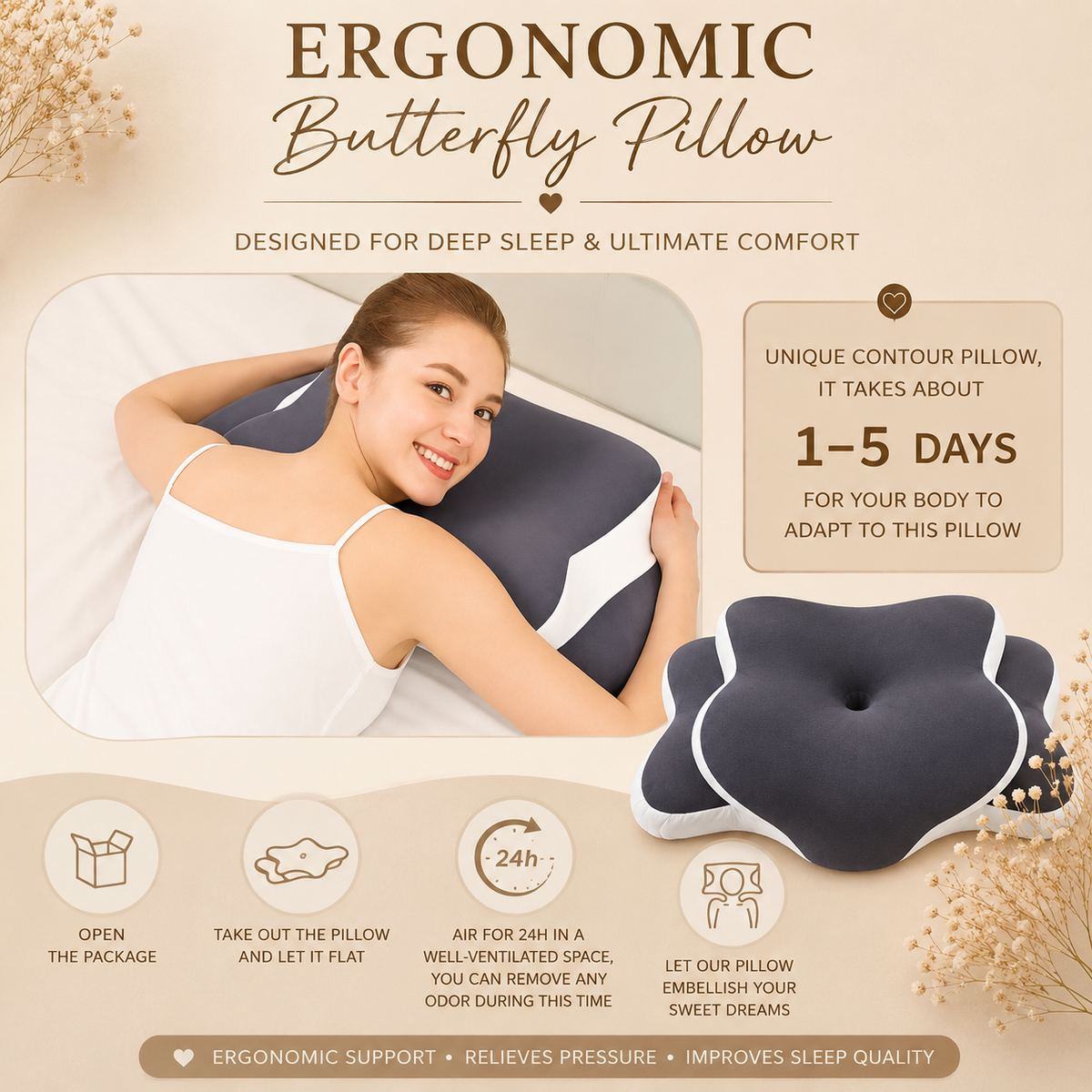 Glowth Ergonomic Butterfly Pillow lifestyle photo