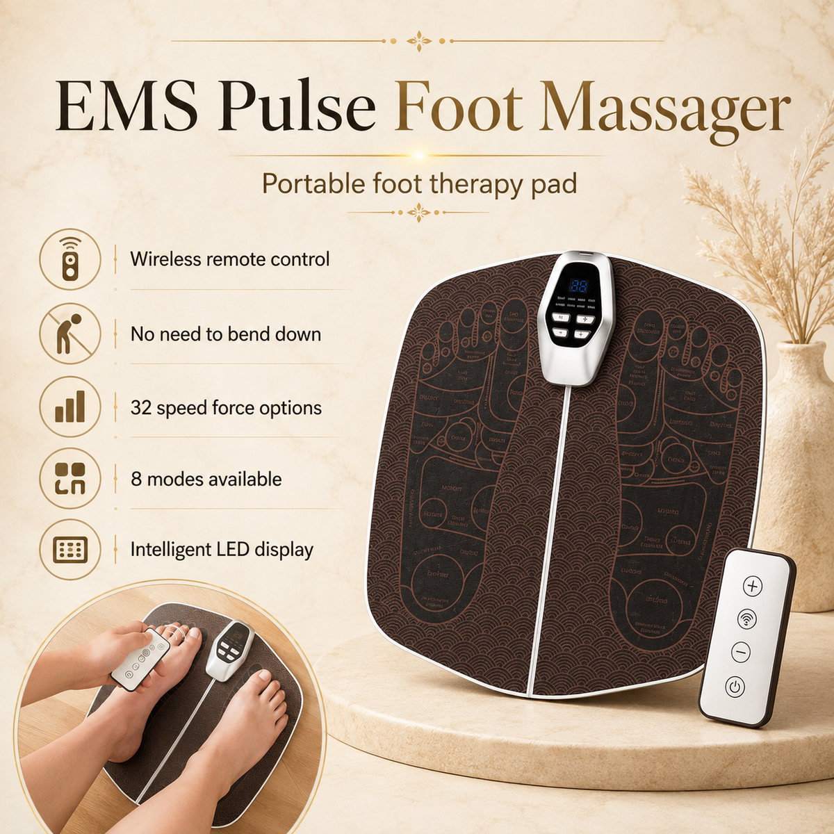 EMS pulse foot massager features list