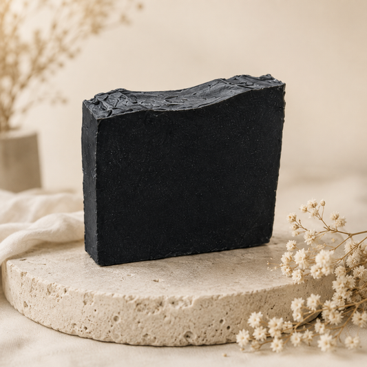Net Liefde Charcoal Soap, tallow and coconut soap bar, plain product photo