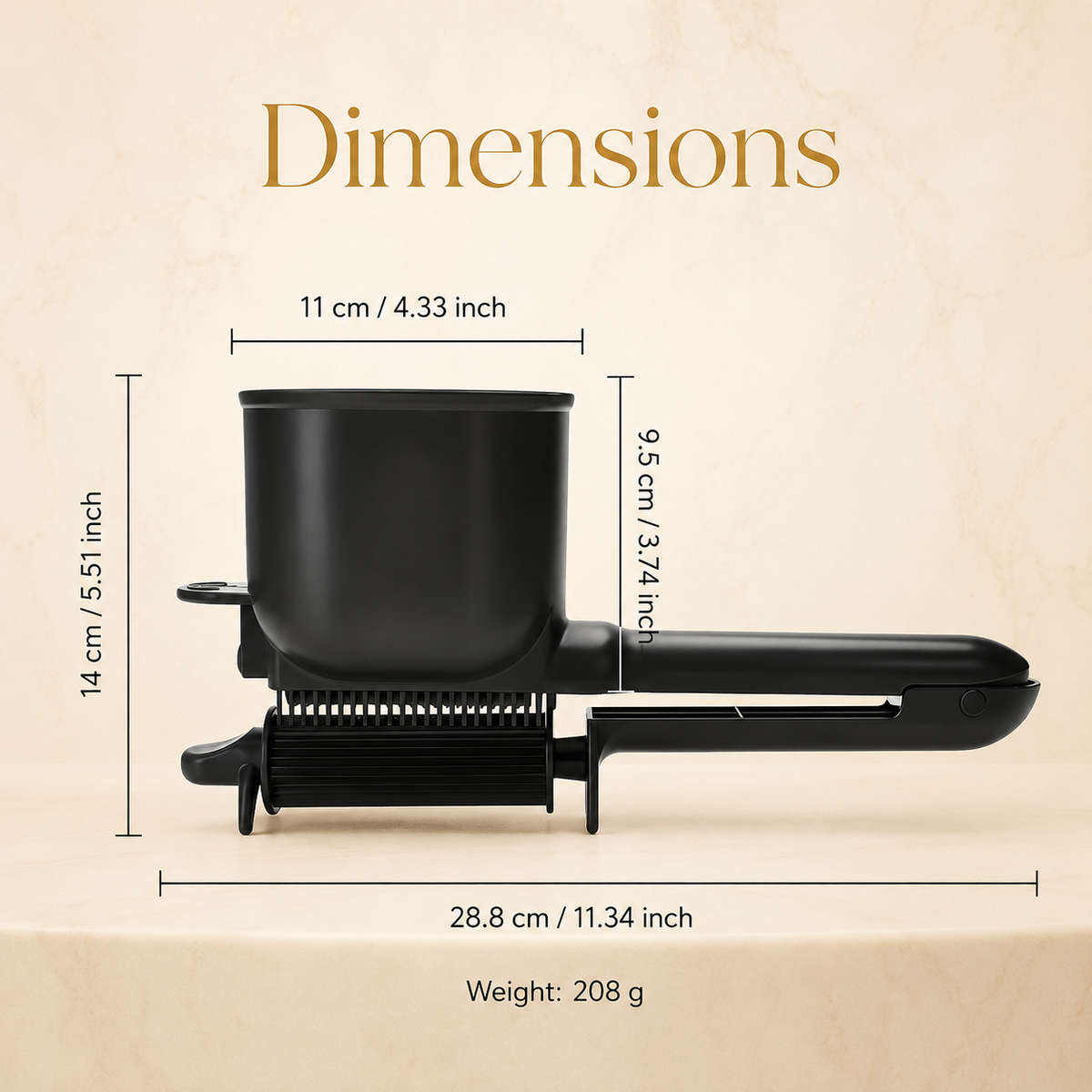 Hair roller dye tool dimensions