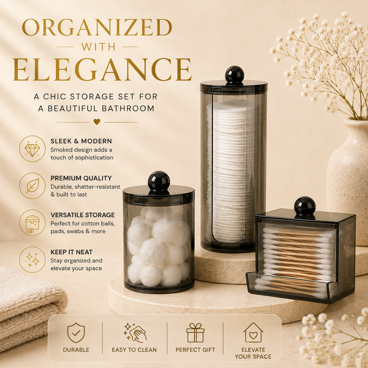 Glowth Bathroom Storage Set dimensions