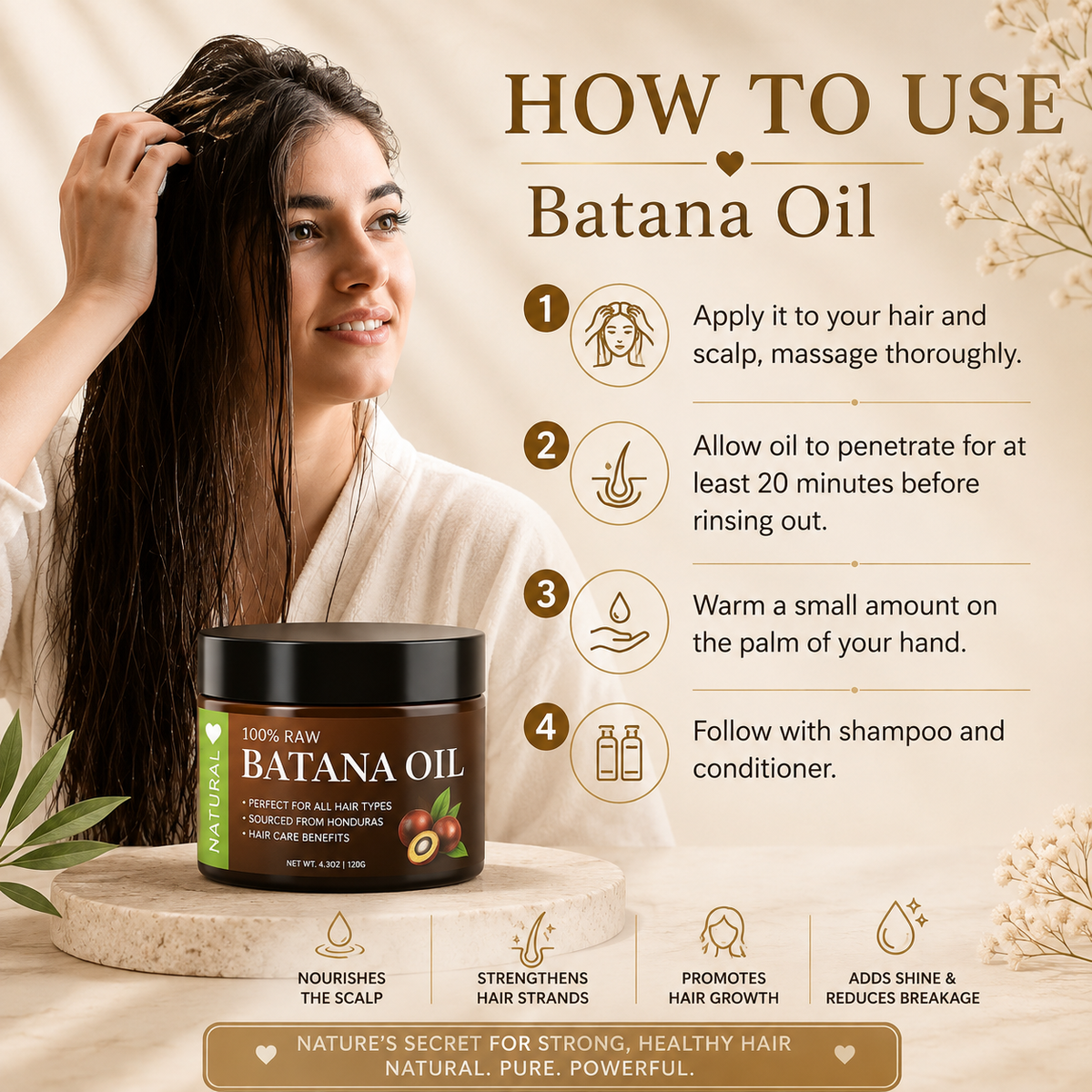Glowth Batana Oil how to use