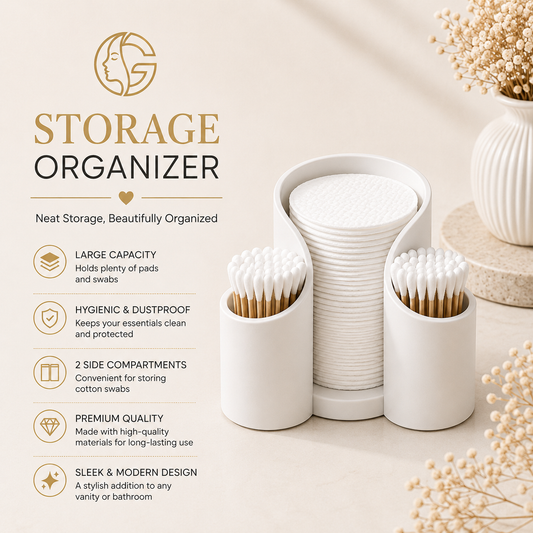 Cotton Pad & Swab Storage Organizer features