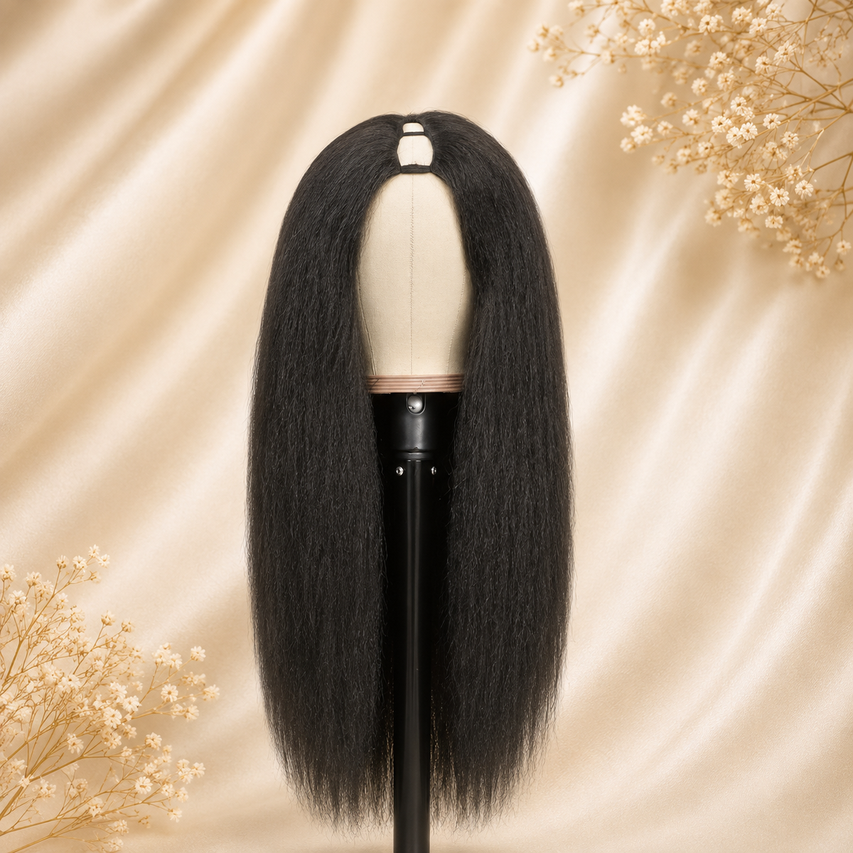 Glowth Yaki Straight V Part Hair Wig, plain product photo