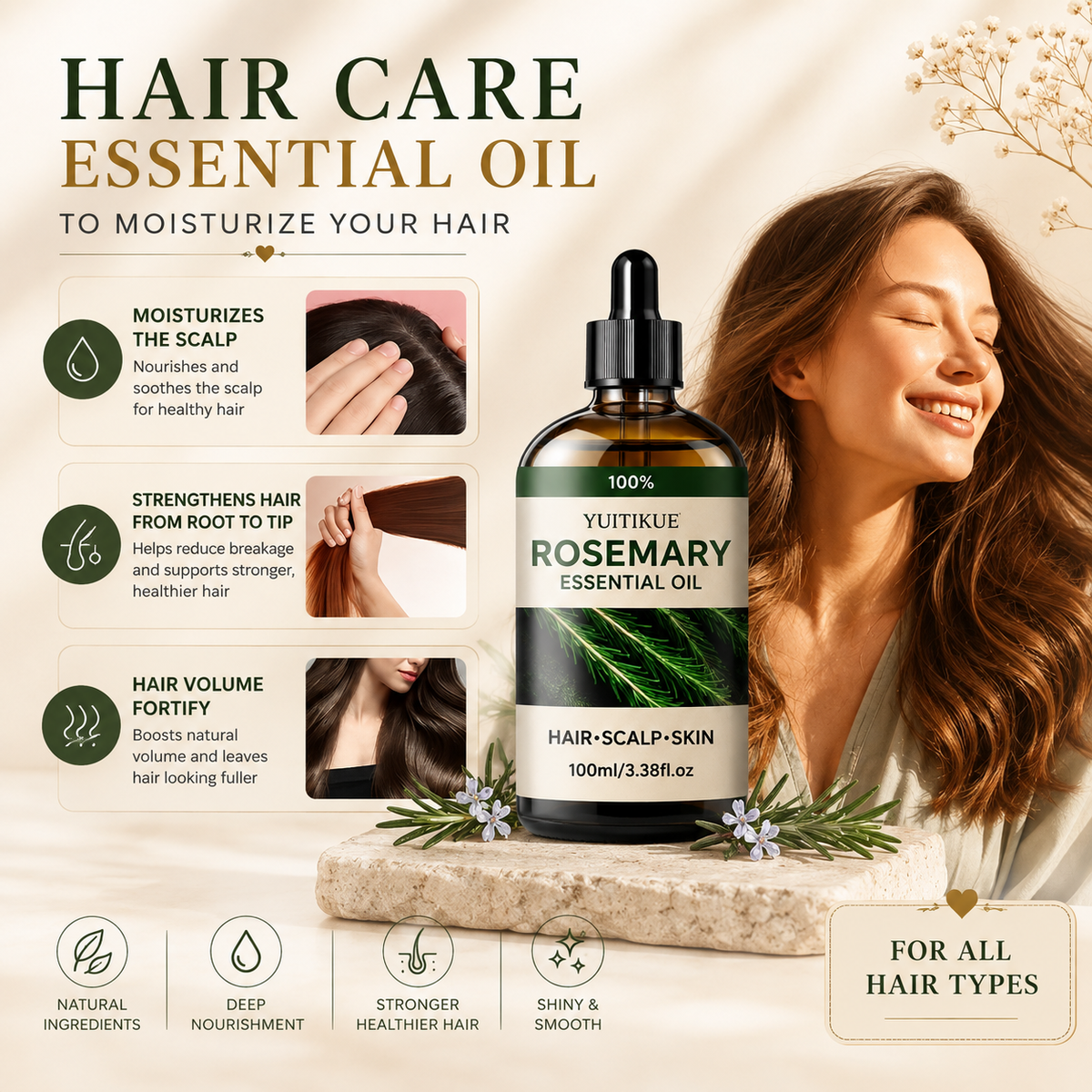 Glowth Rosemary Essential Oil hair care benefits