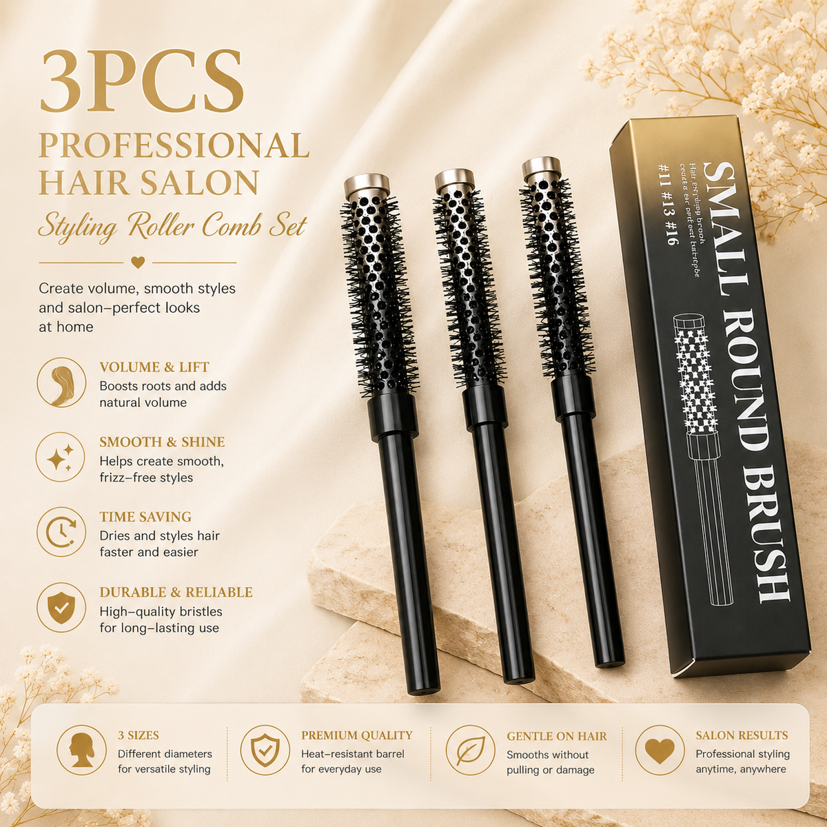Glowth 3pcs Small Round Brush Set overview and features