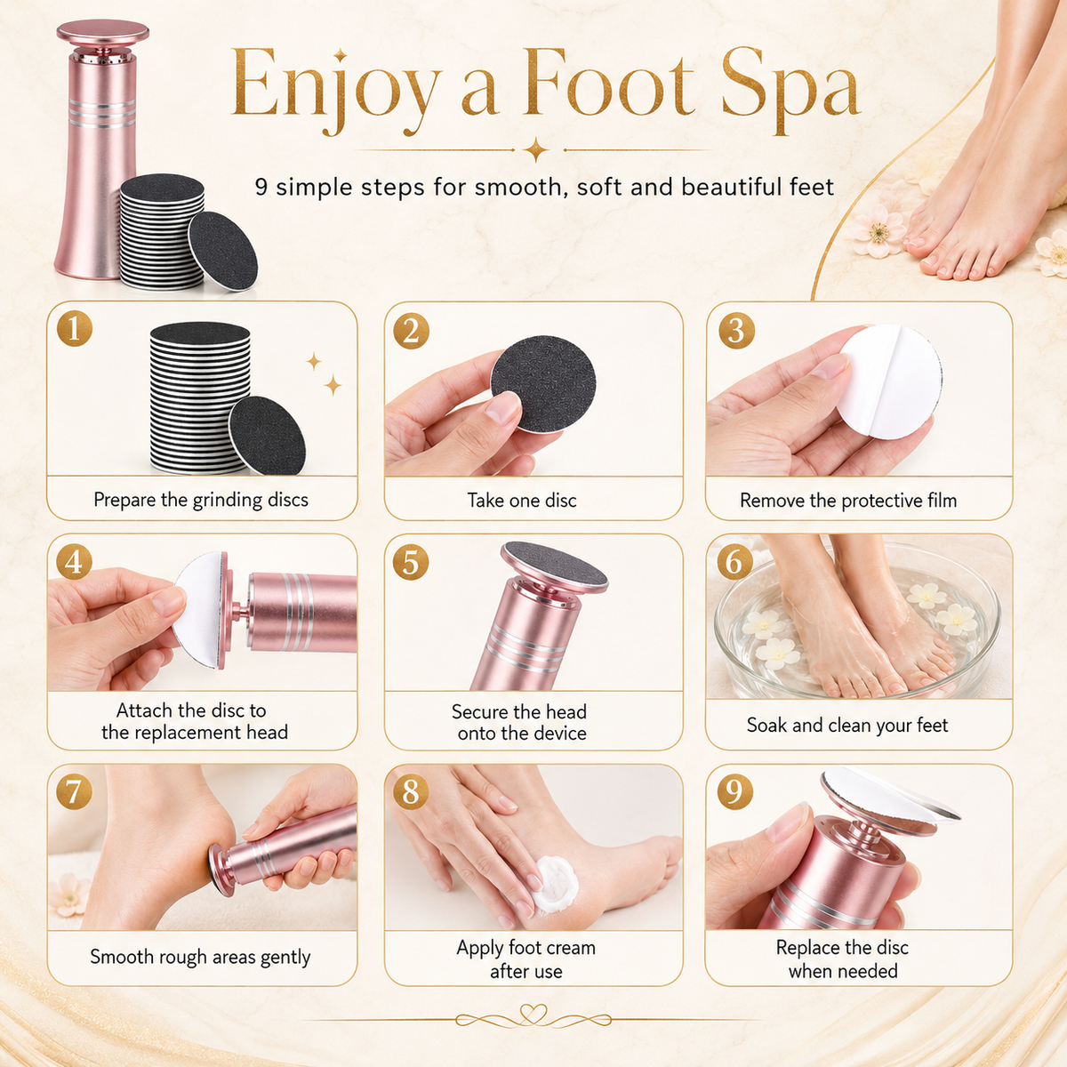 Enjoy a foot spa 9 step routine