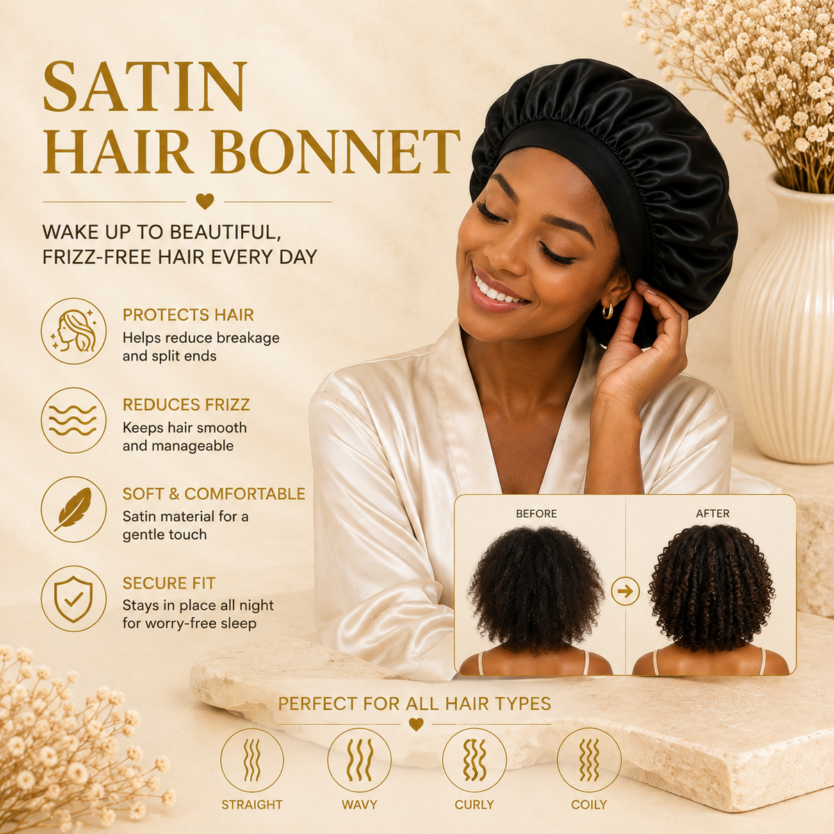 Glowth Satin Hair Bonnet overview and features