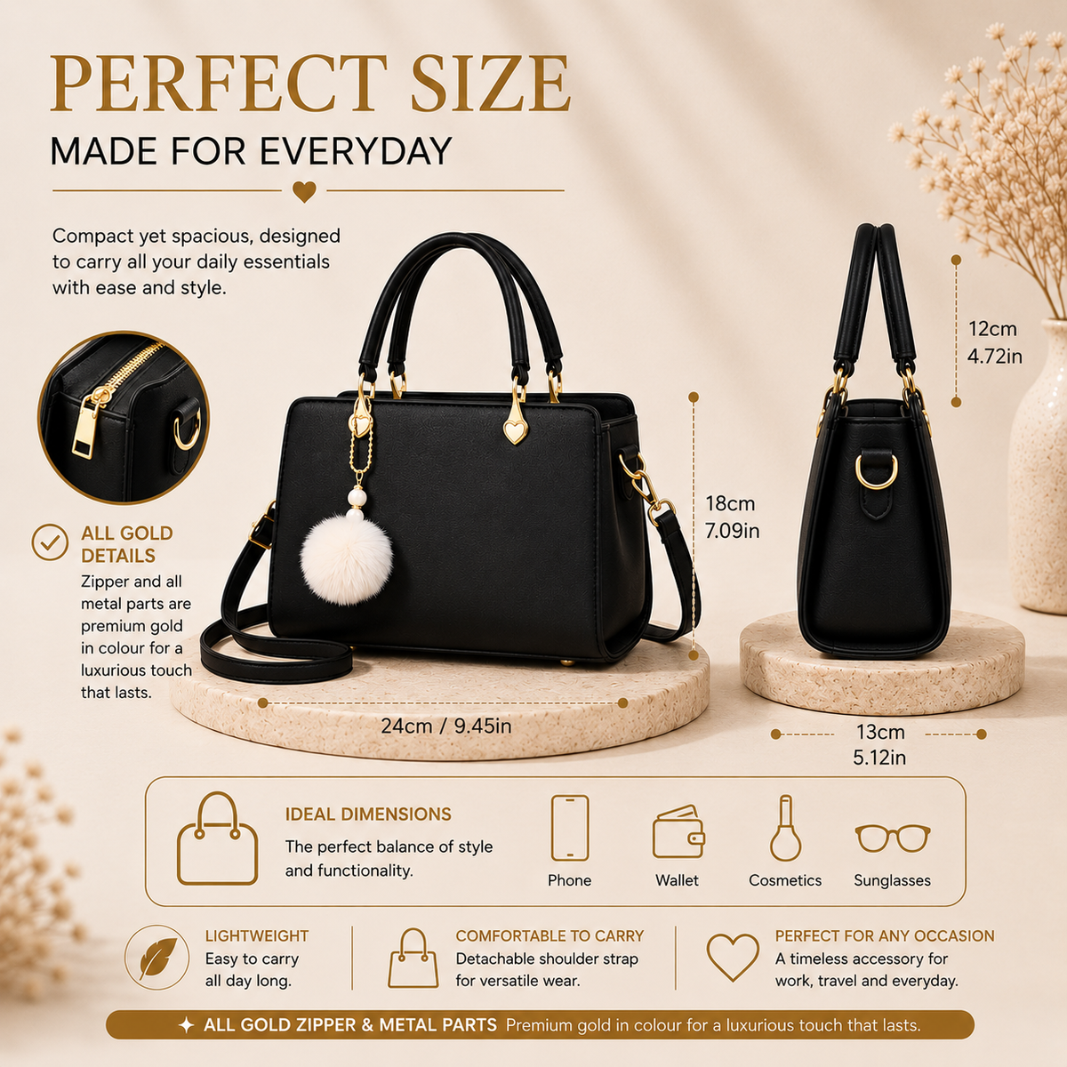 Darsheoly handbag dimensions