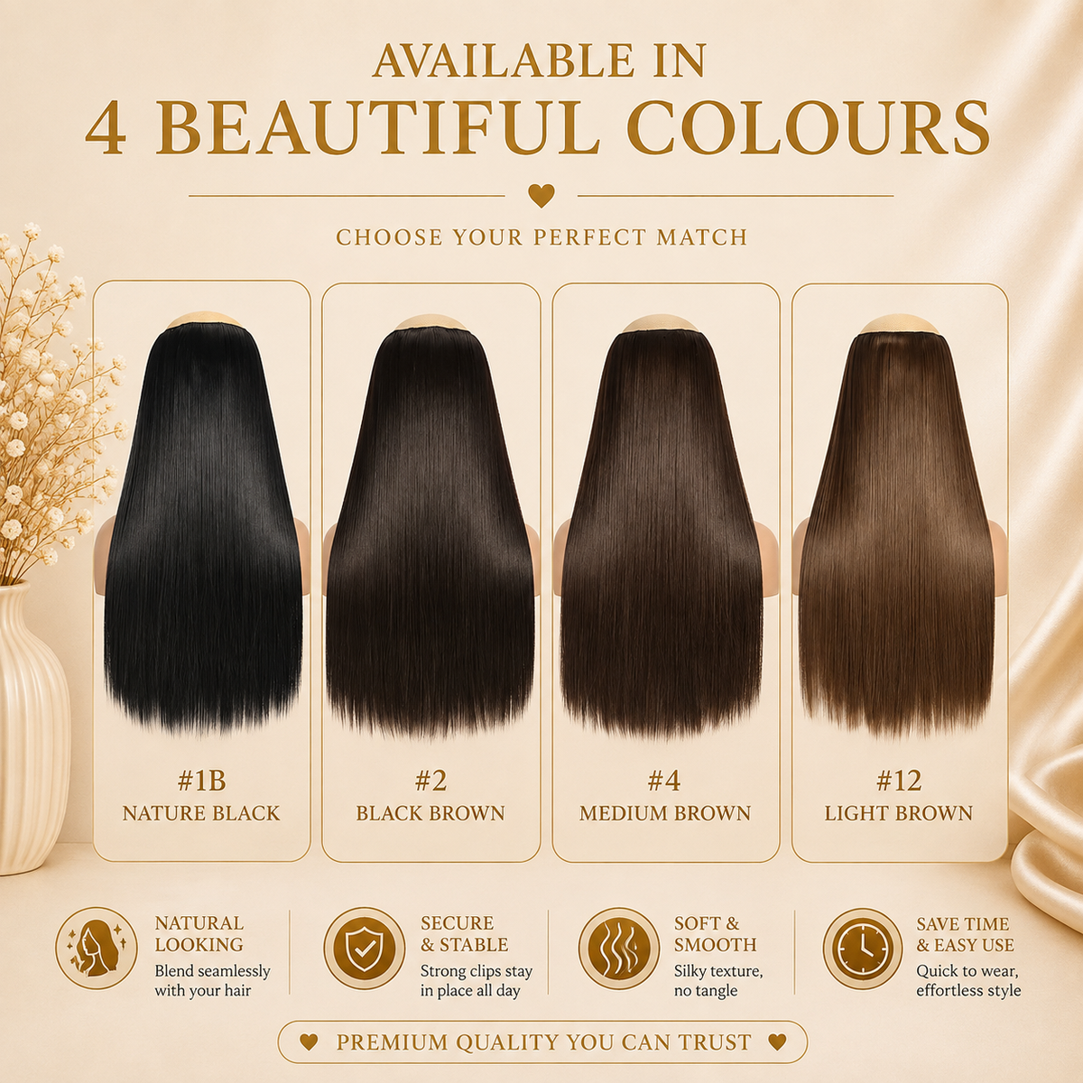 Glowth Clip-In Synthetic Hair Extension 4 colours