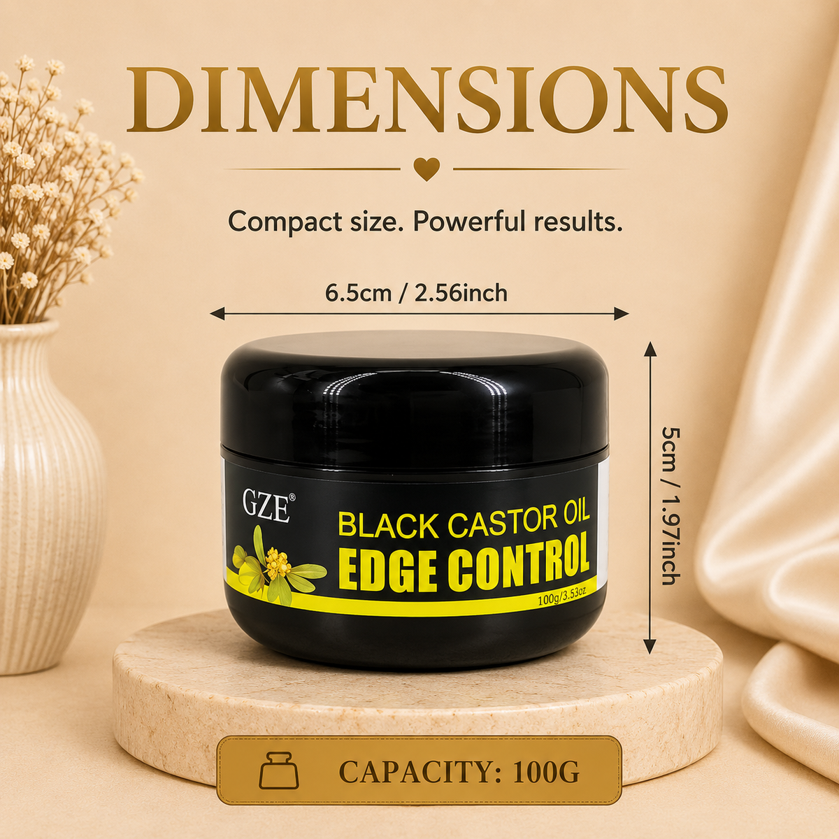 Glowth Black Castor Oil Edge Control dimensions