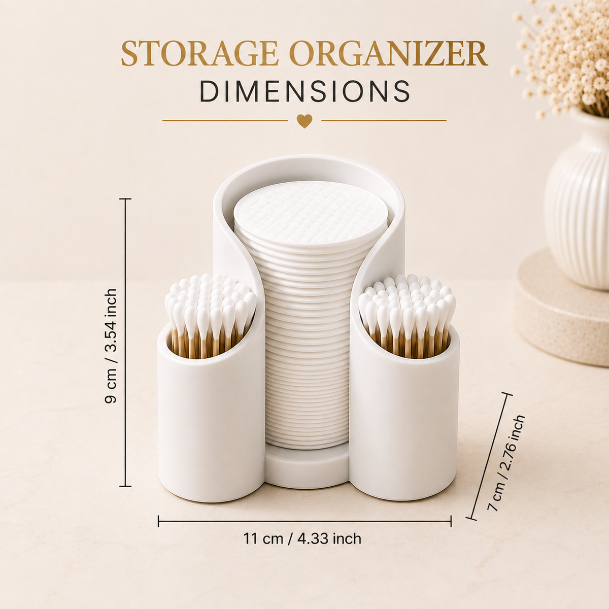 Cotton Pad & Swab Storage Organizer dimensions