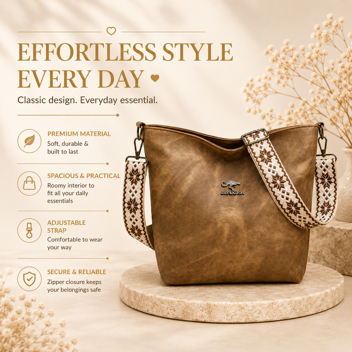 Effortless style every day bucket bag