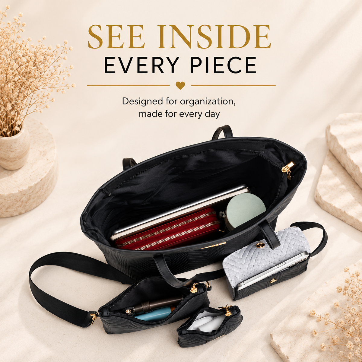 4-Piece Bag Set interior organization