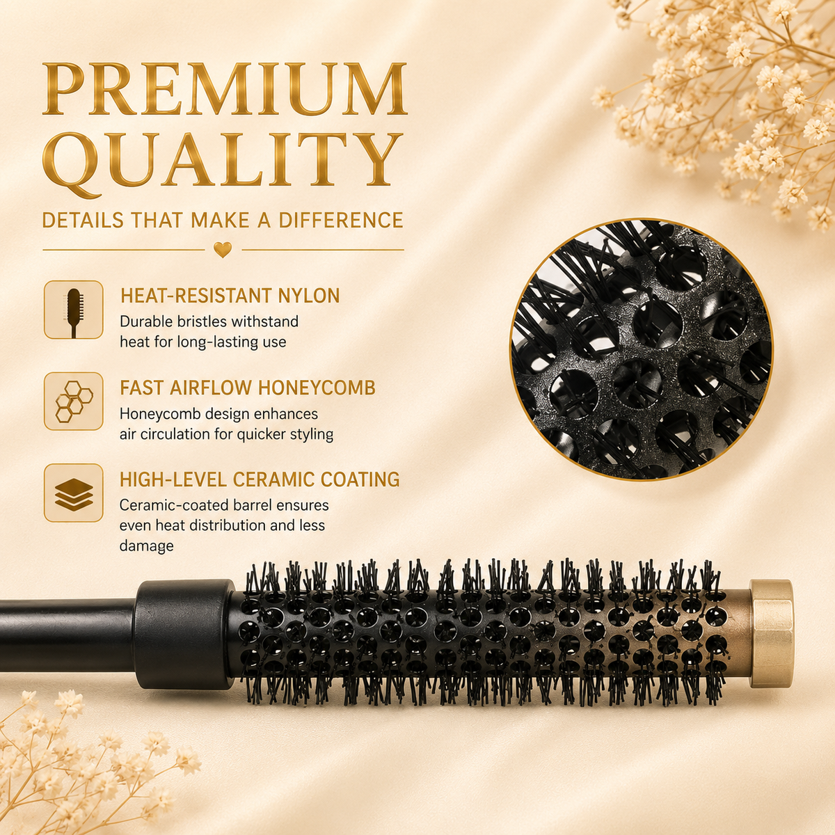Glowth 3pcs Small Round Brush Set premium quality details