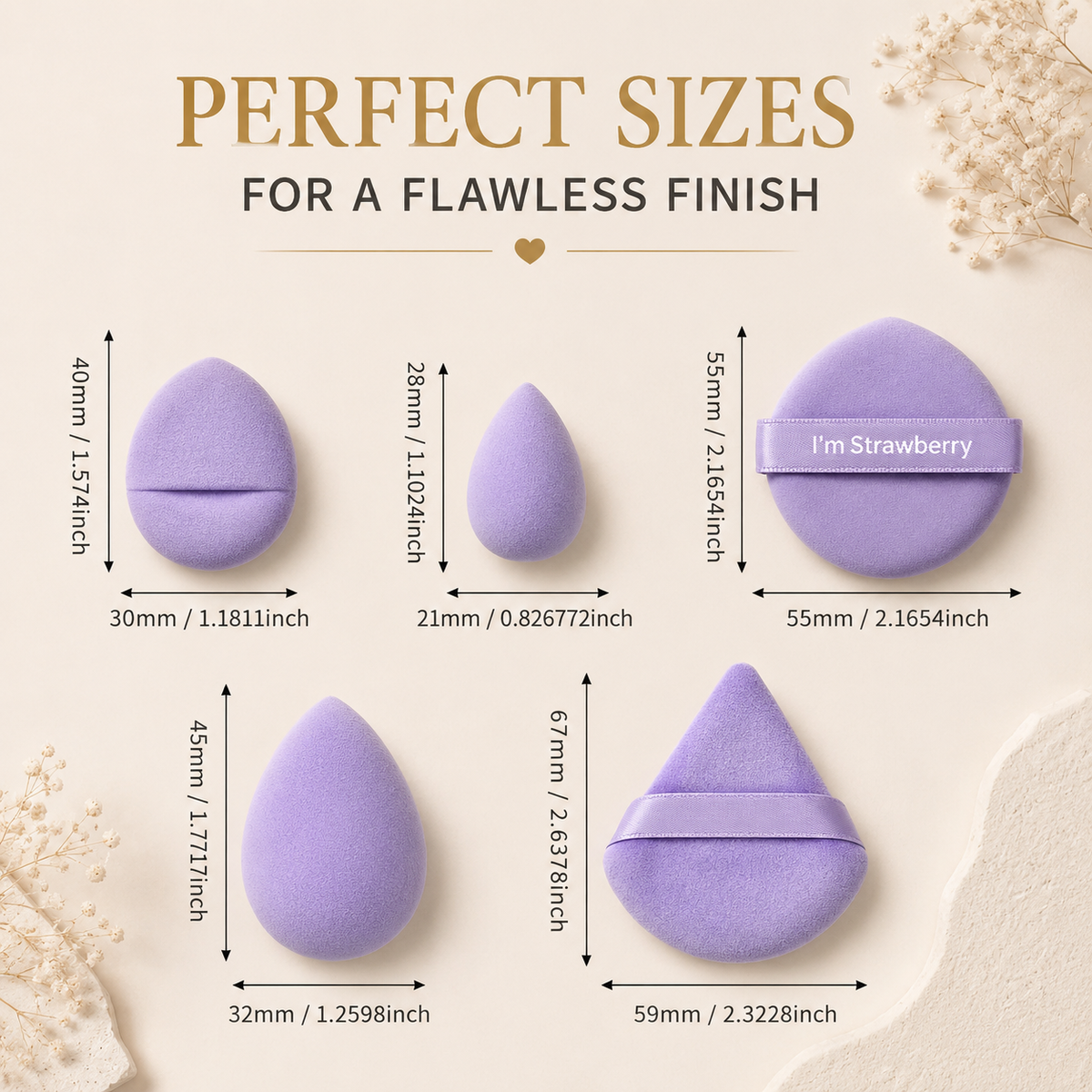 Perfect sizes for flawless finish