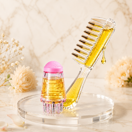 Glowth Scalp Oil Comb Set with dispenser, filled with oil